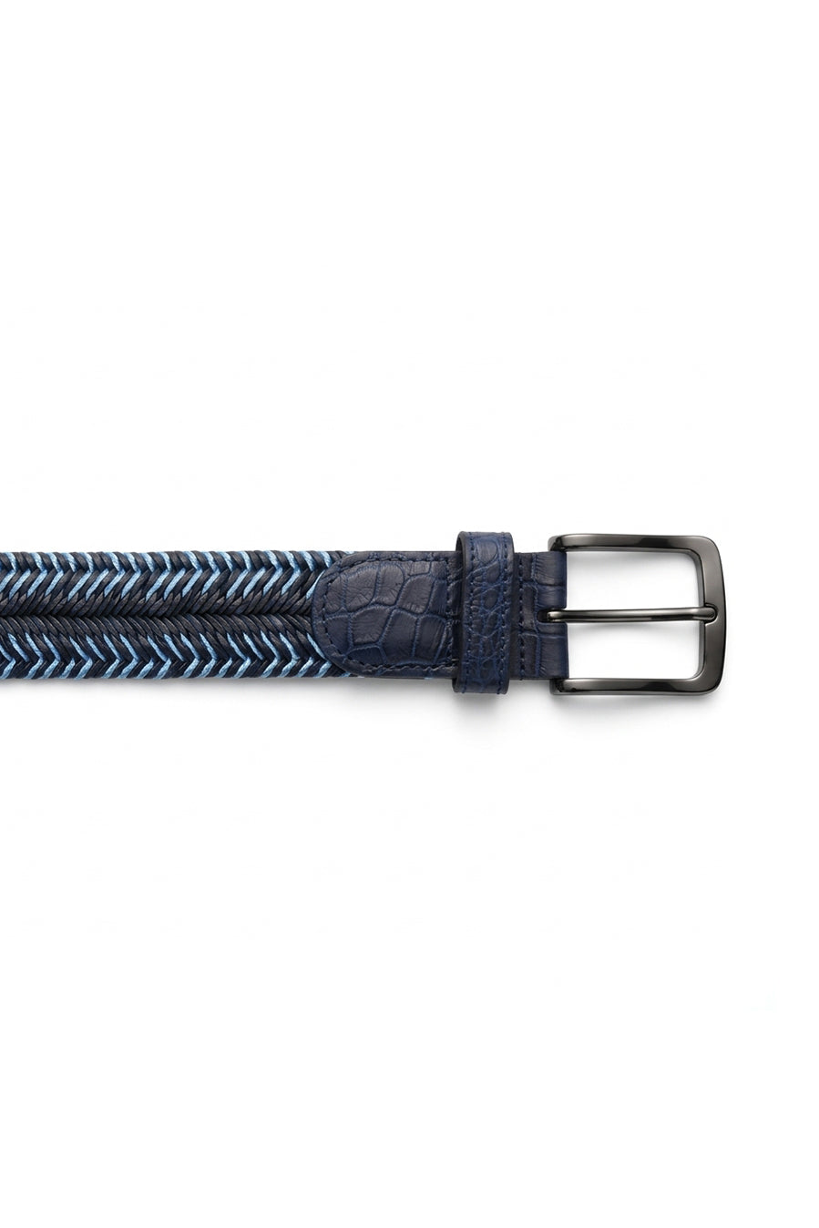 Azure Crocodile Trim Braided Belt