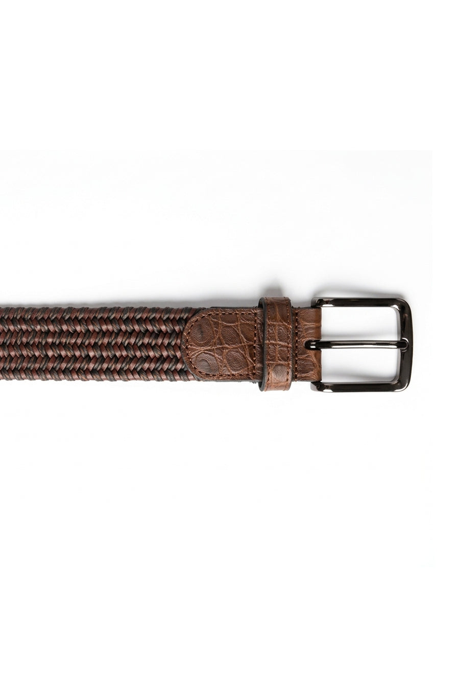 Espresso Crocodile Trim Braided Belt