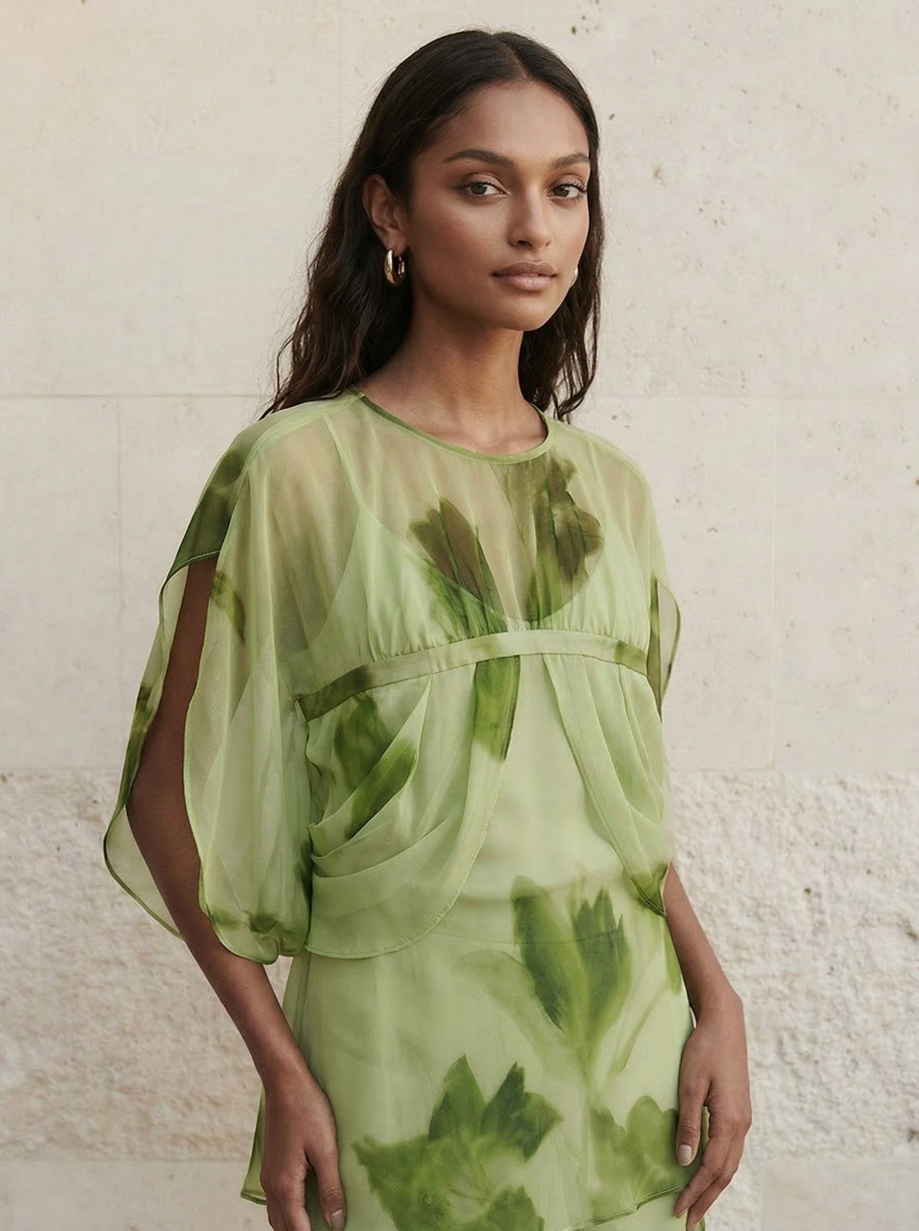 Verdelia Botanical Chiffon Top