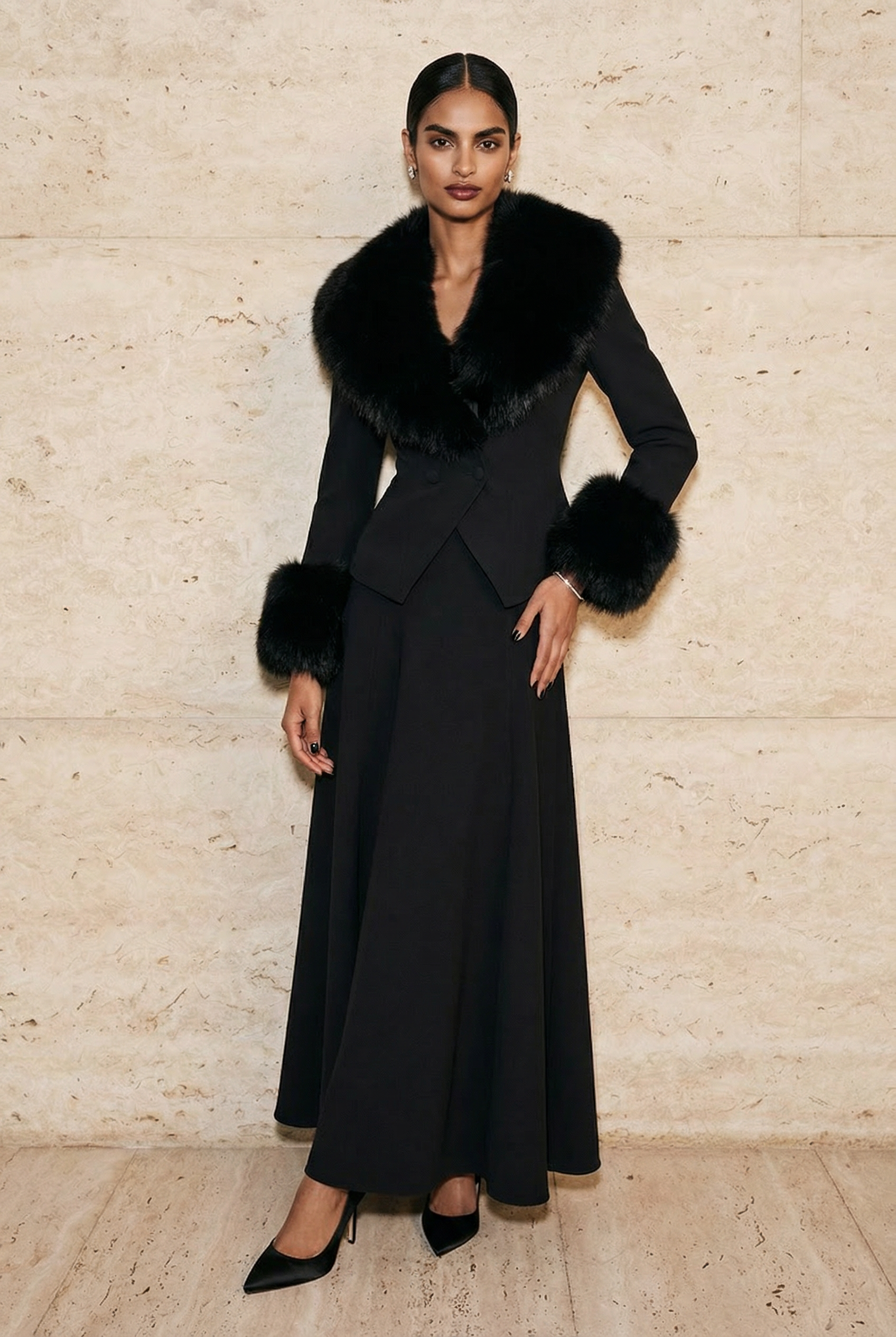 Celestine Fox Fur Tailored Jacket