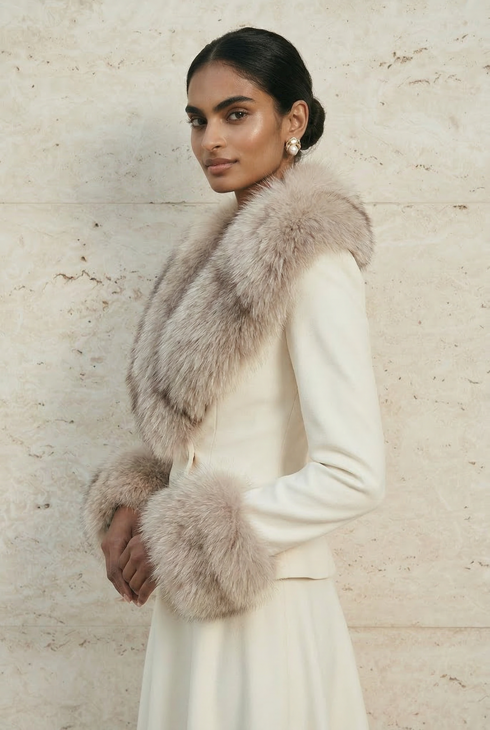 Celestine Fox Fur Tailored Jacket