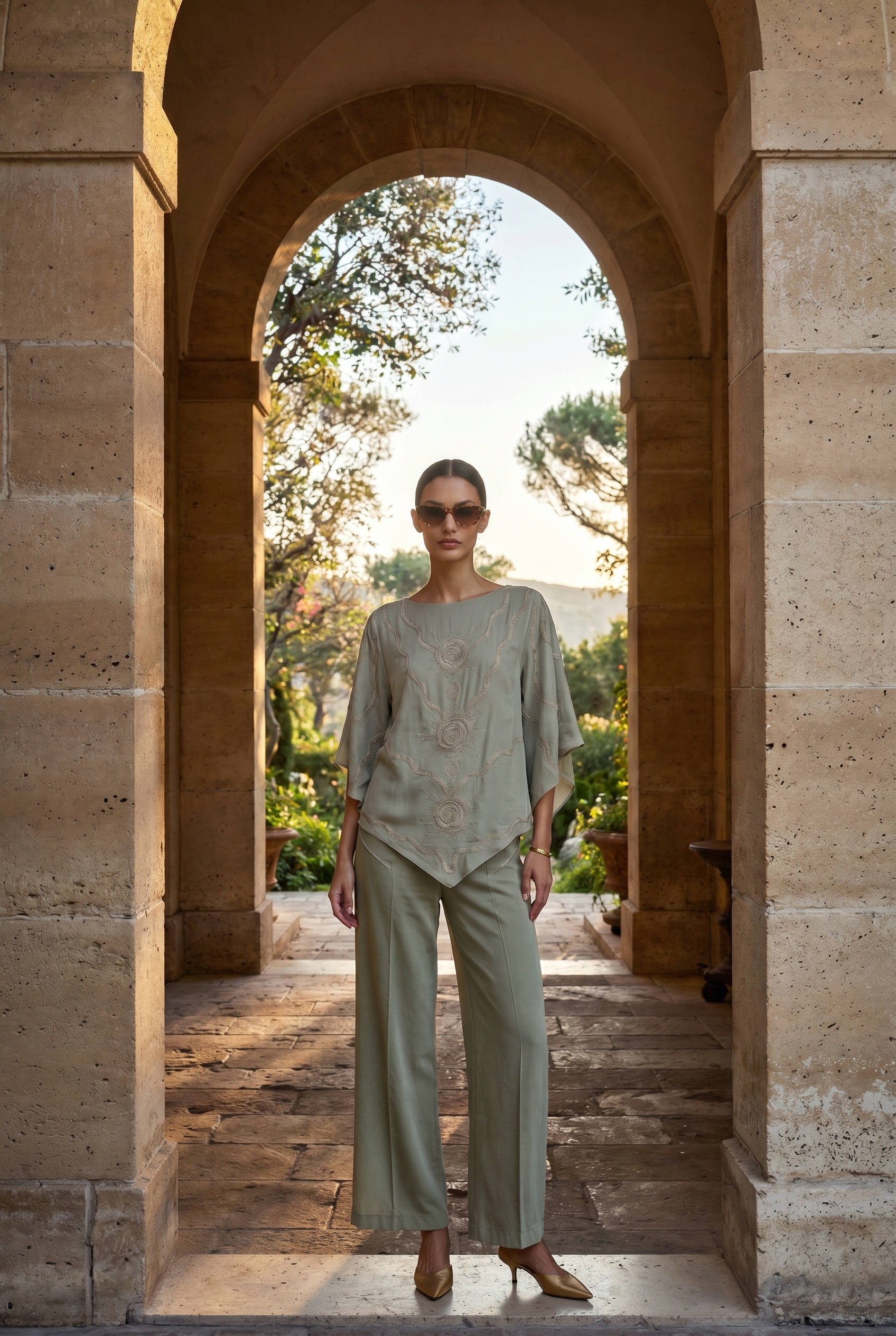 Sorévia Embroidered Draped Kaftan
