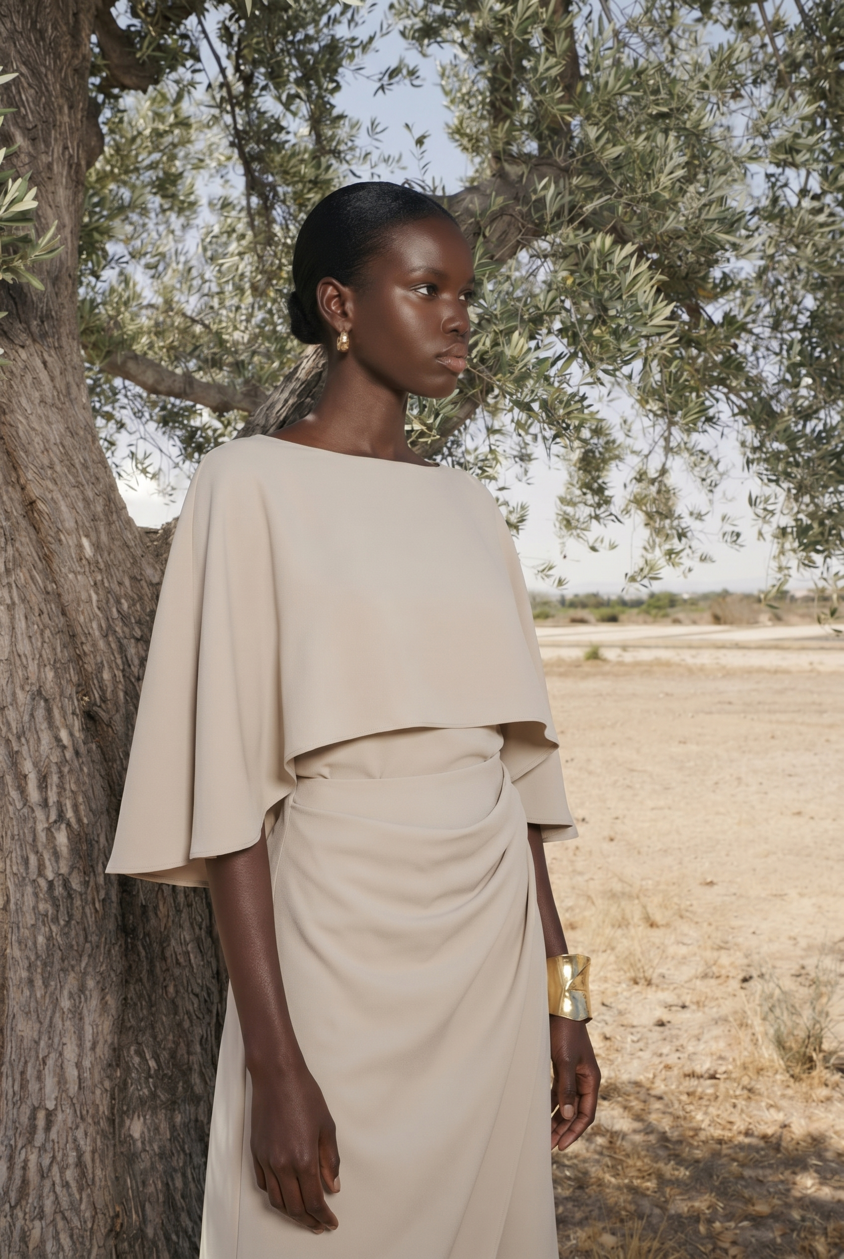 Sorevia Satin Cape Blouse