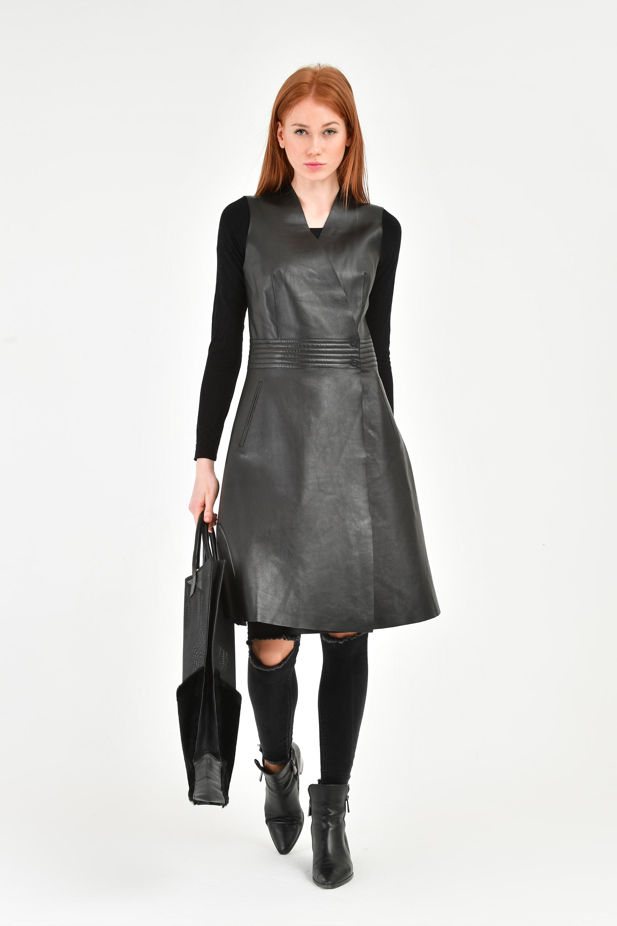 Black Long Leather Dress