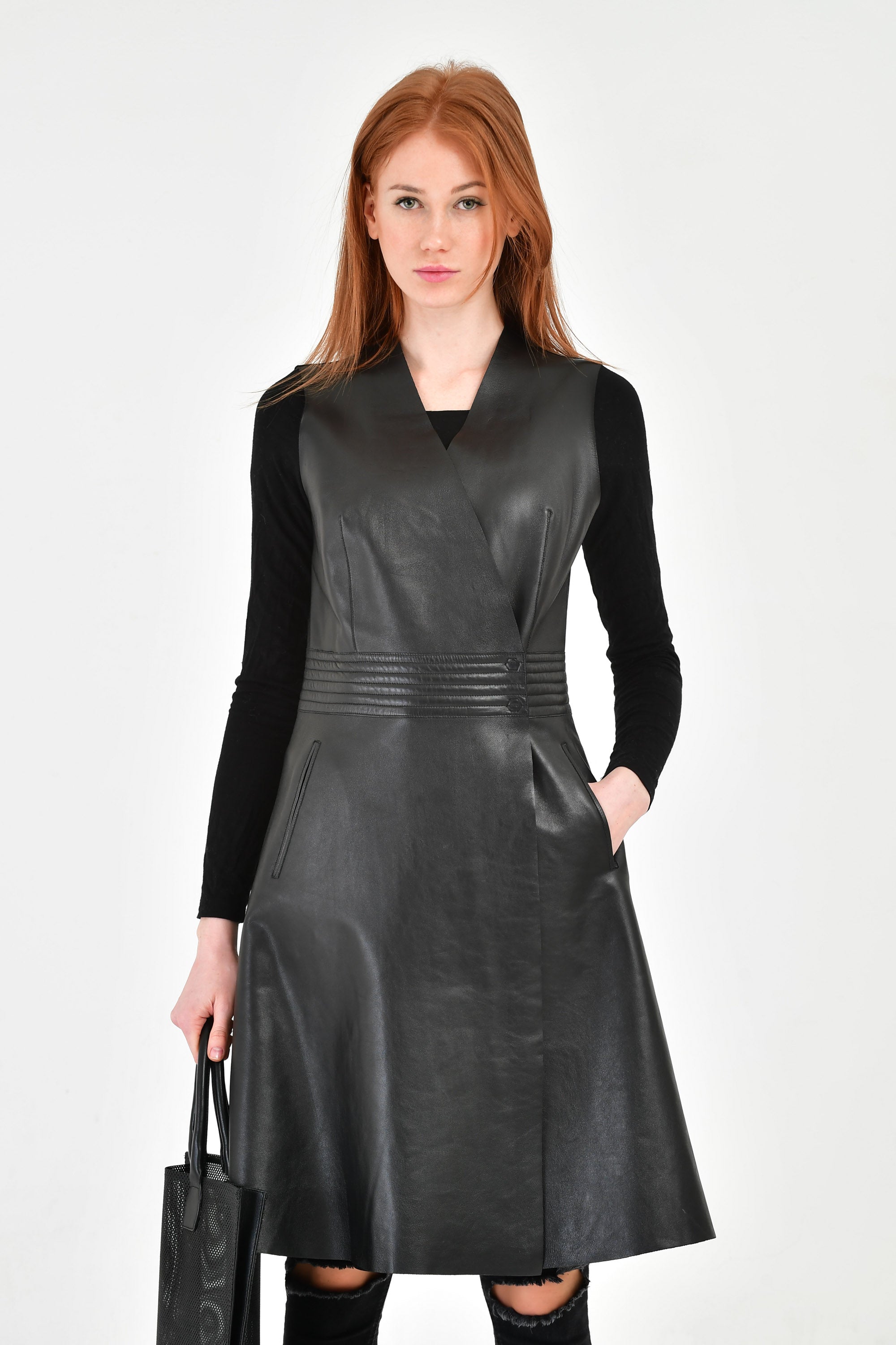 Black Long Leather Dress