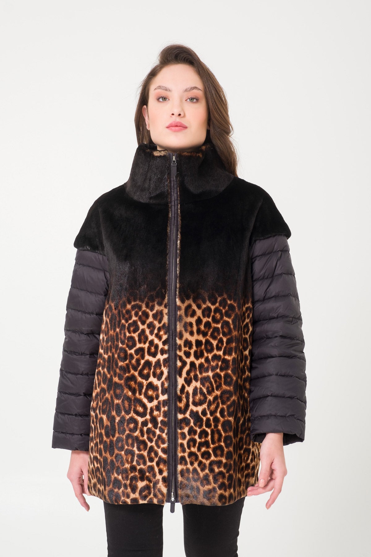 Leopard Patterned Fur Coat