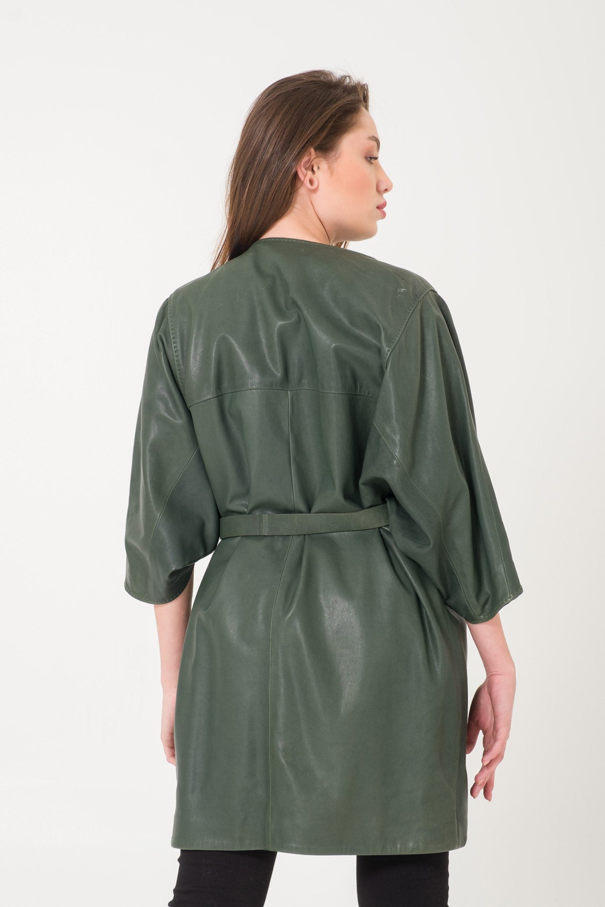 Dark Green Leather Coat