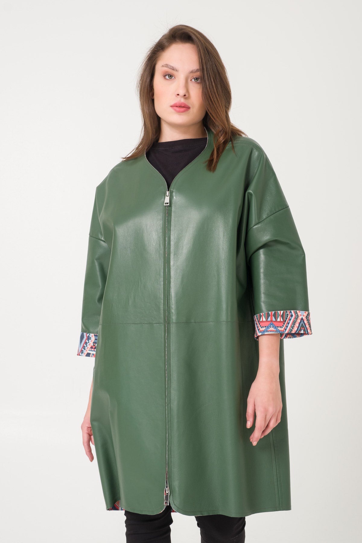 Dark Green Leather Coat