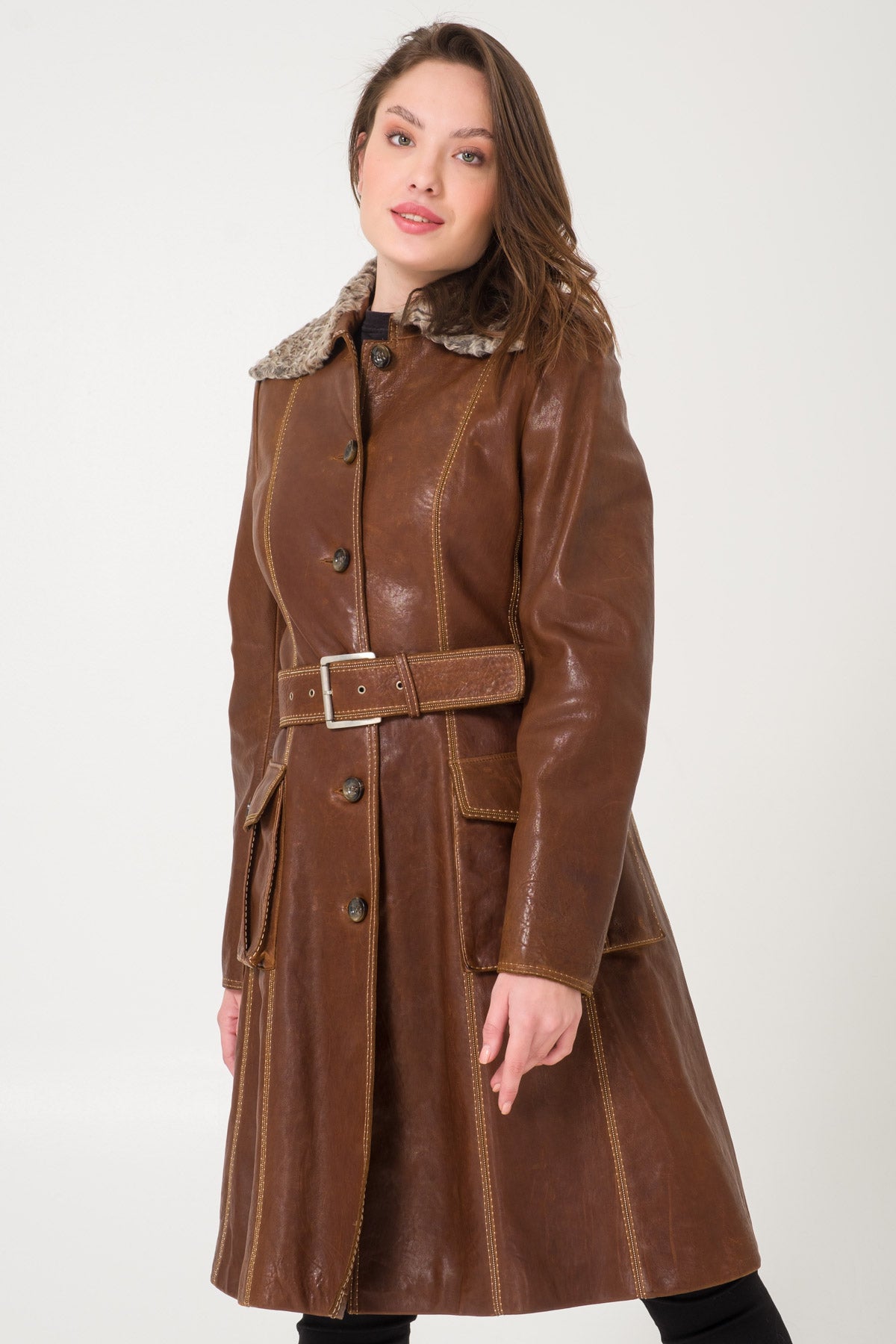 Brown Leather Coat
