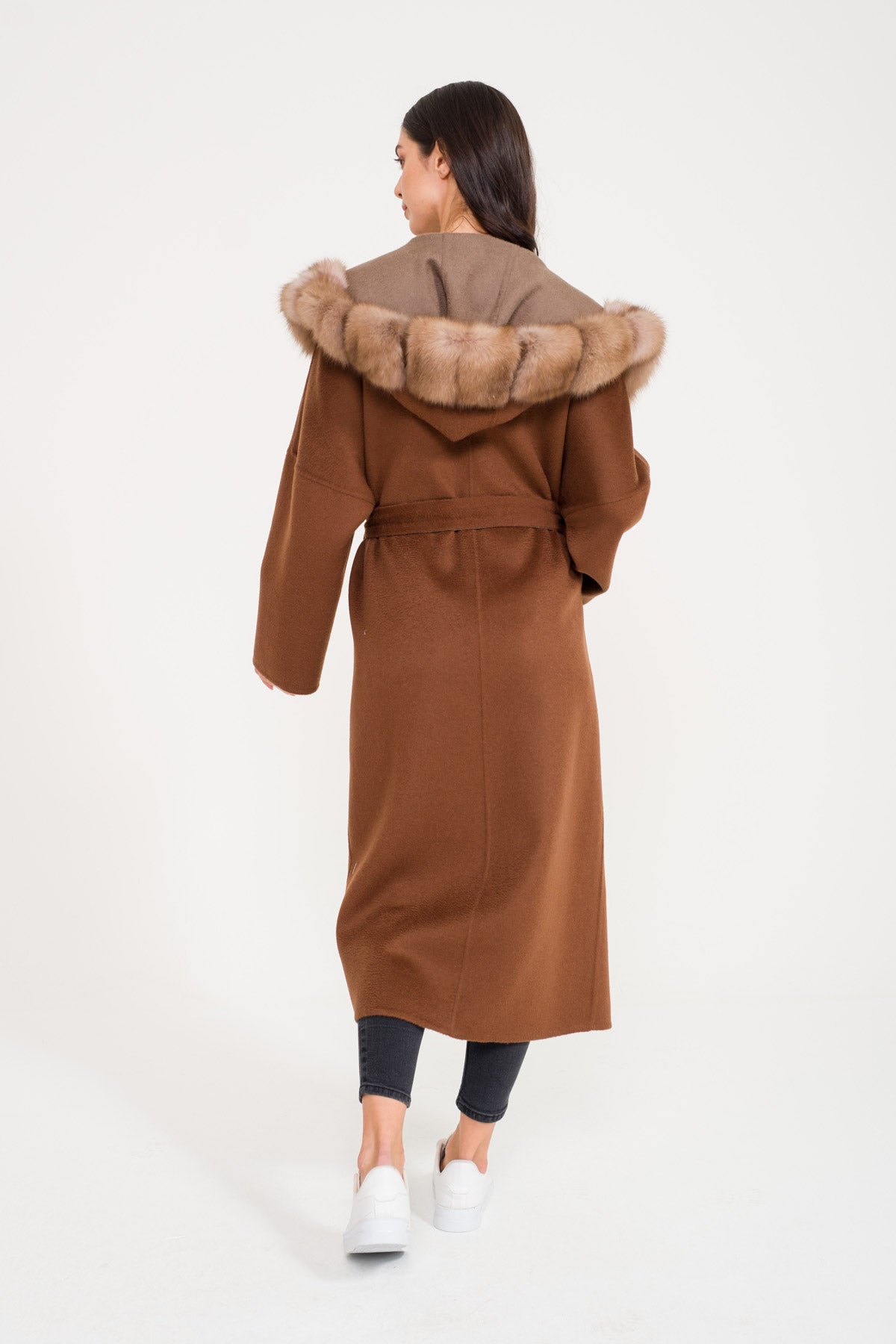 Arden Sable Fur Cashmere Blend Coat