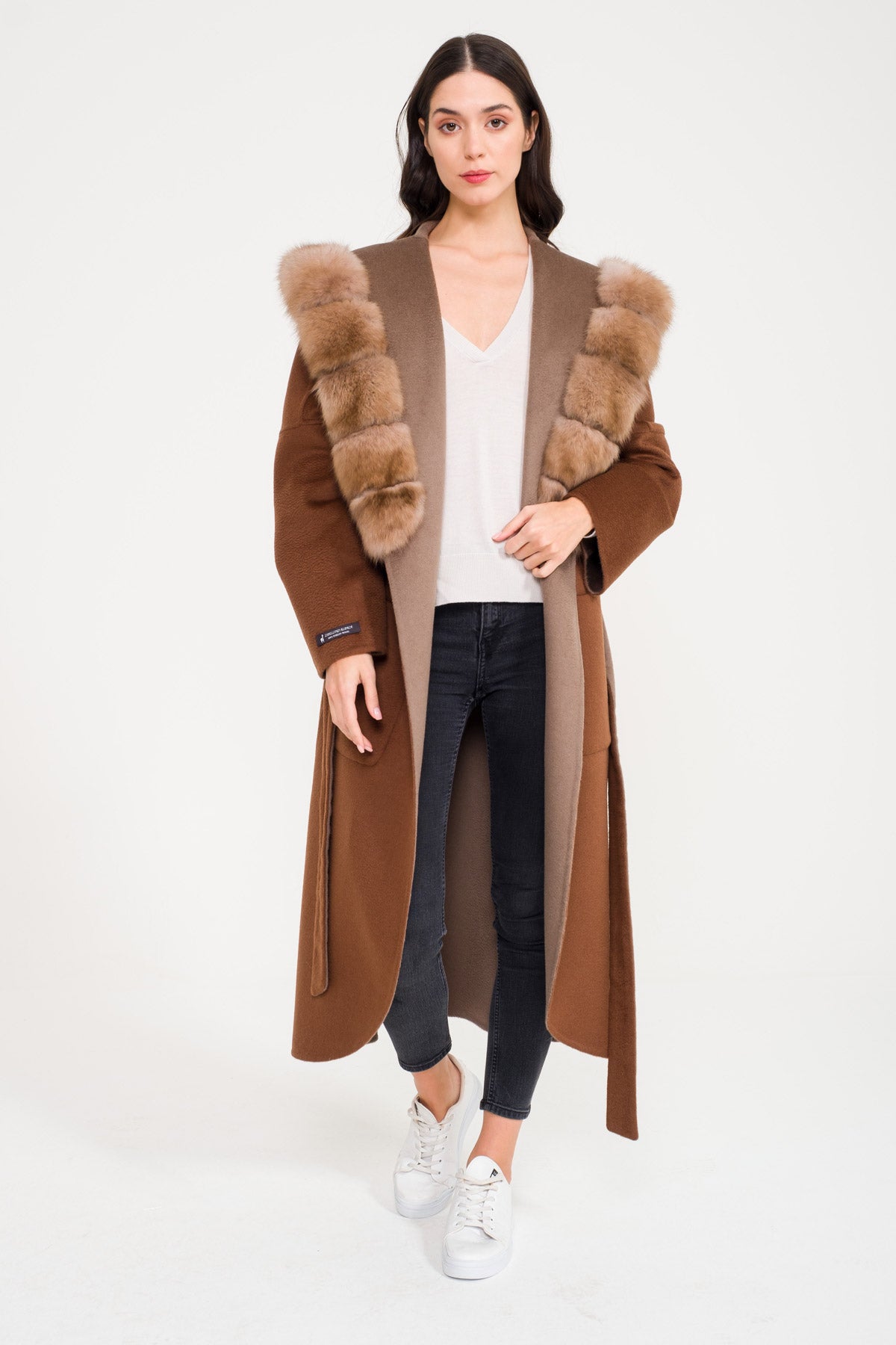Arden Sable Fur Cashmere Blend Coat