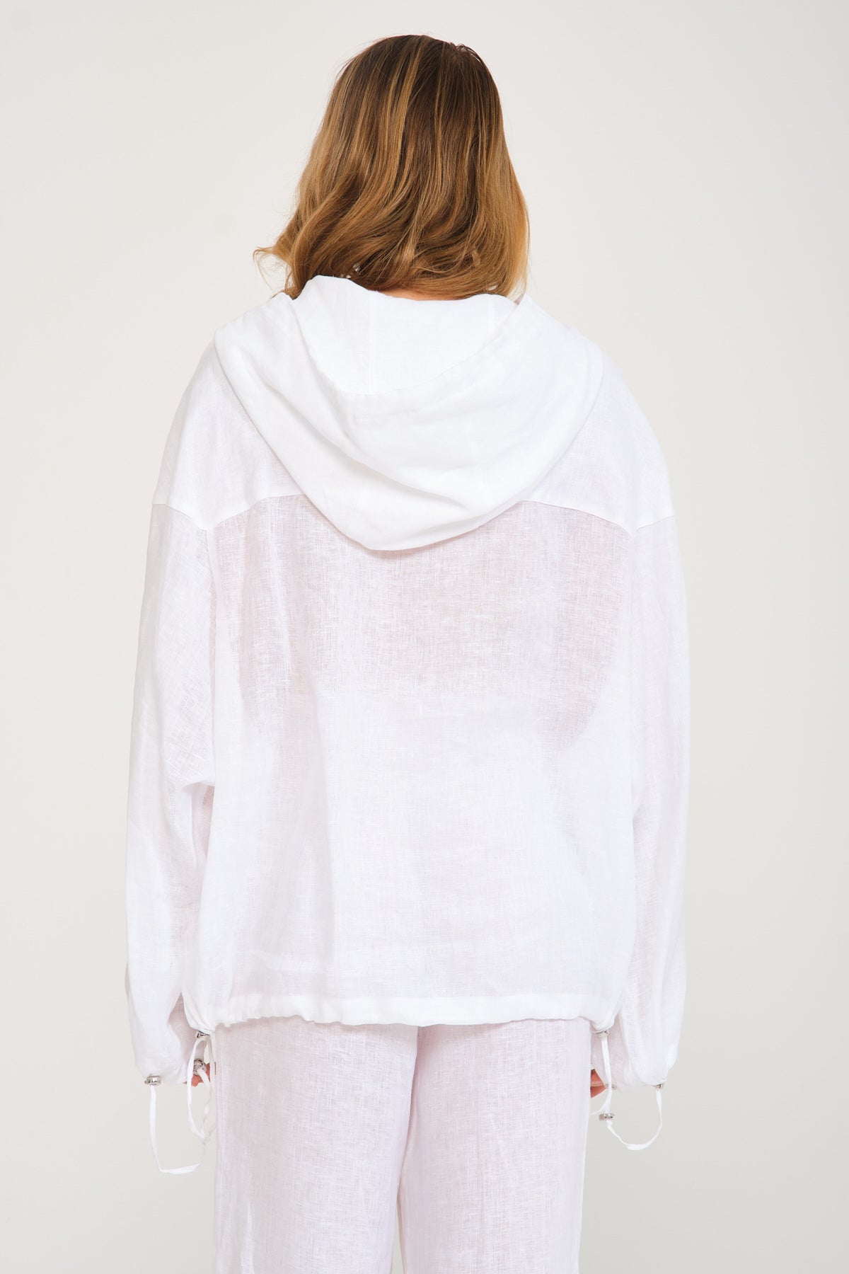 White Linen Hoodie & Pants Set