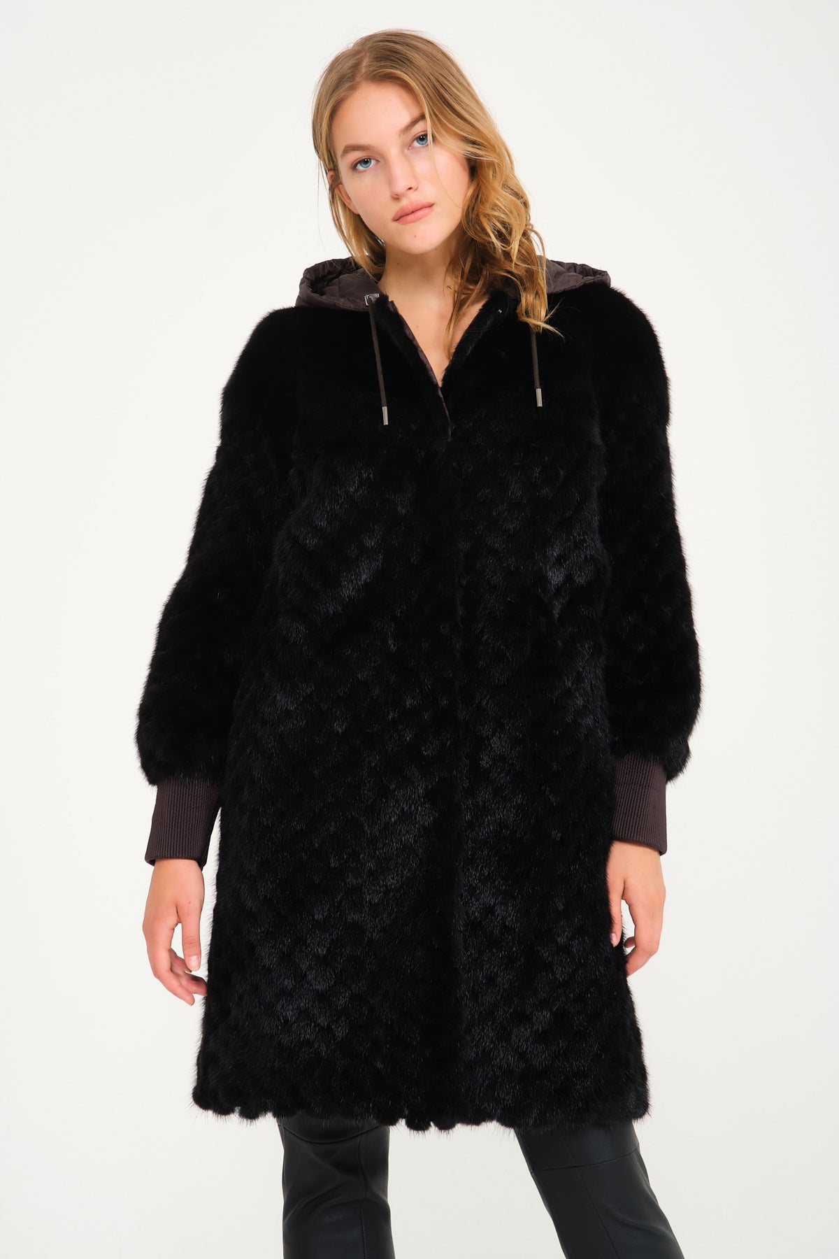 Black Doubleface Mink Fur Coat