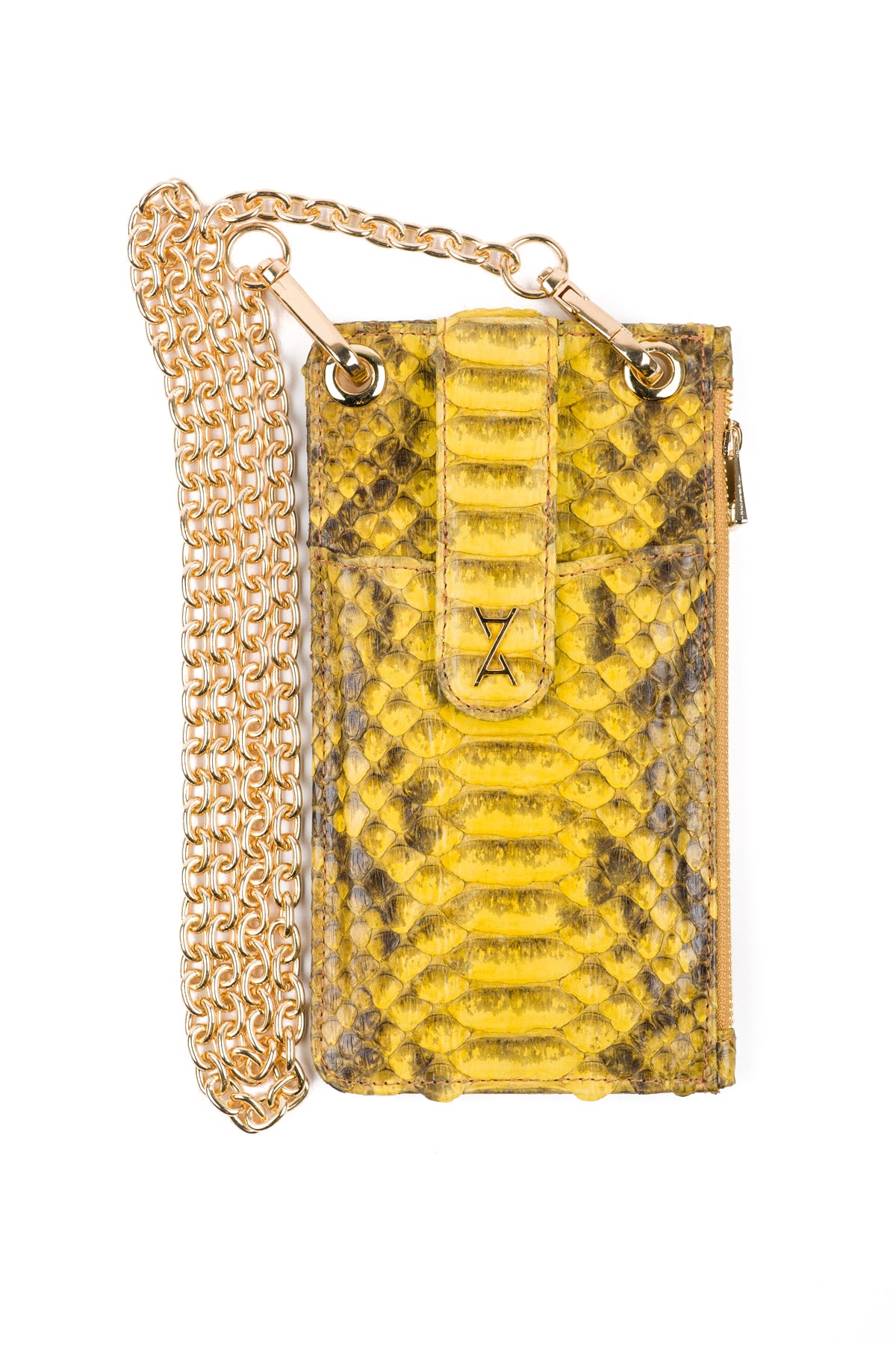 Yellow Python Leather Phone Bag
