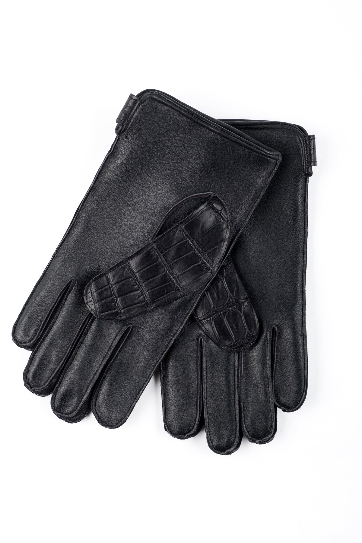 Black Crocodile Gloves