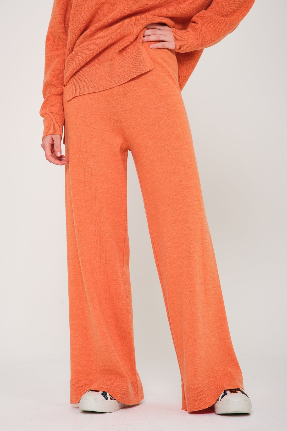 Peach Color Knit Sweater & Pants Set