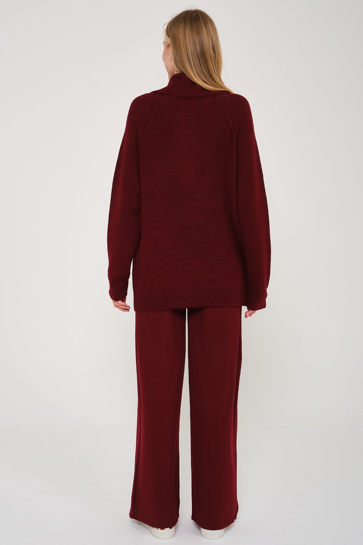 Burgundy Knit Wool Sweater & Pants Set