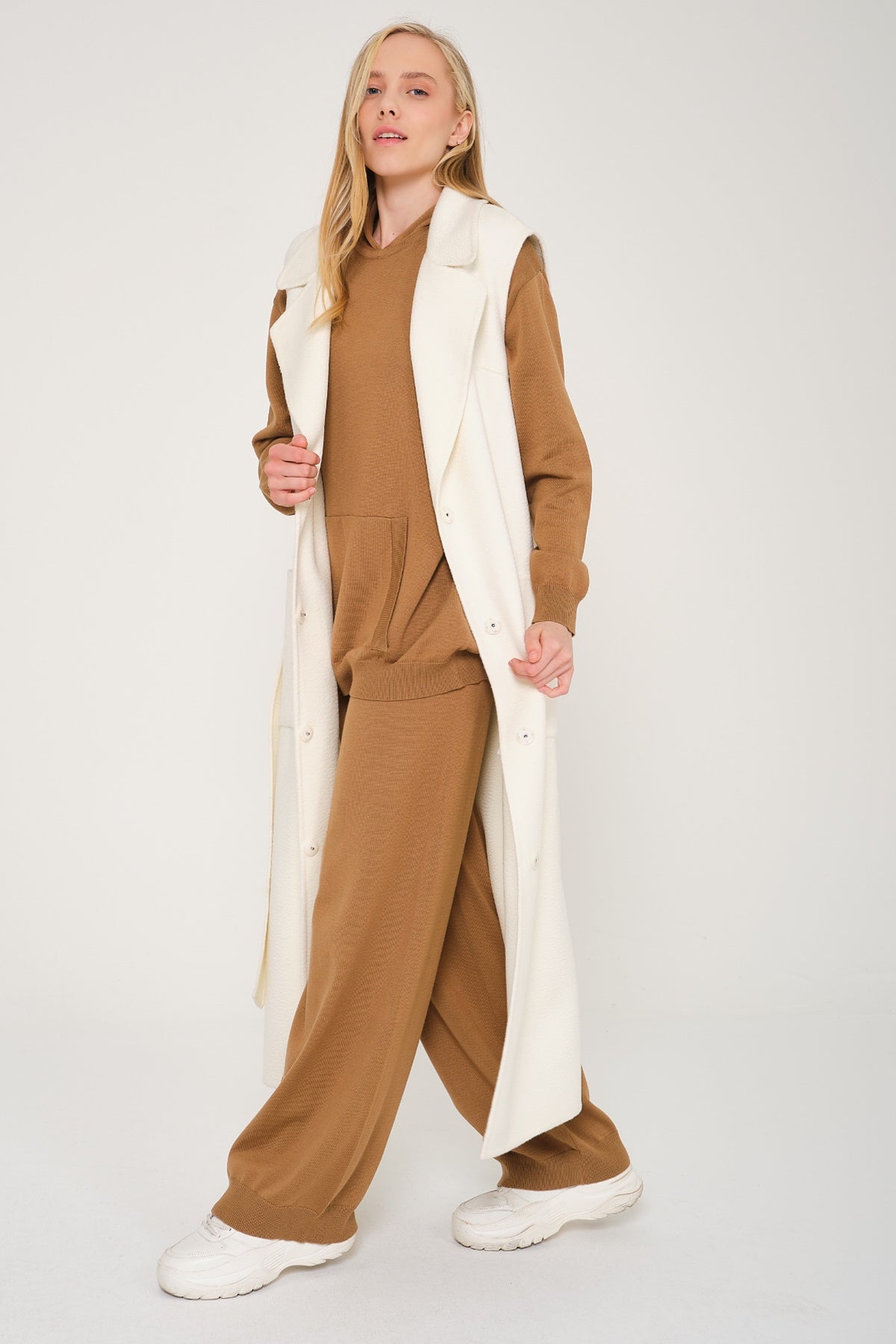 White Long Wool Waistcoat