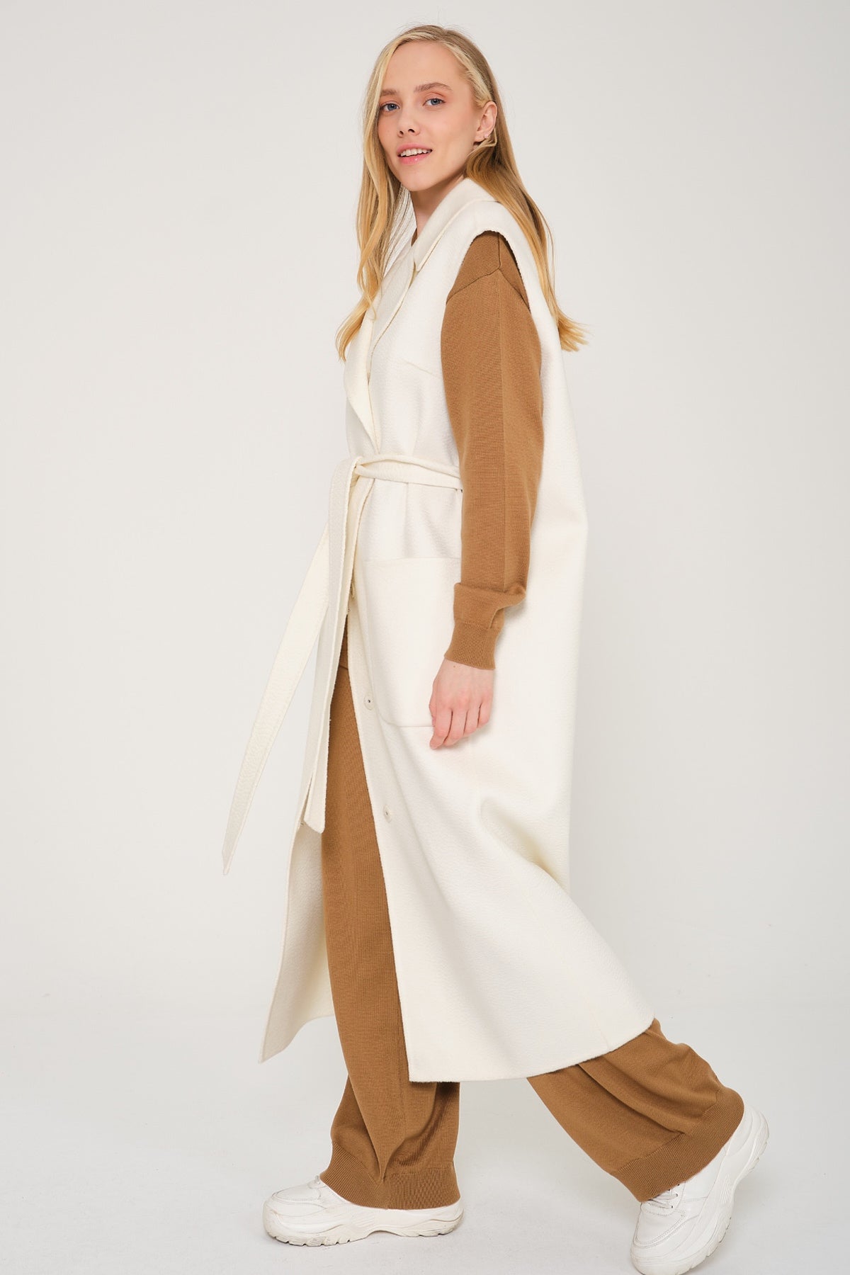 White Long Wool Waistcoat