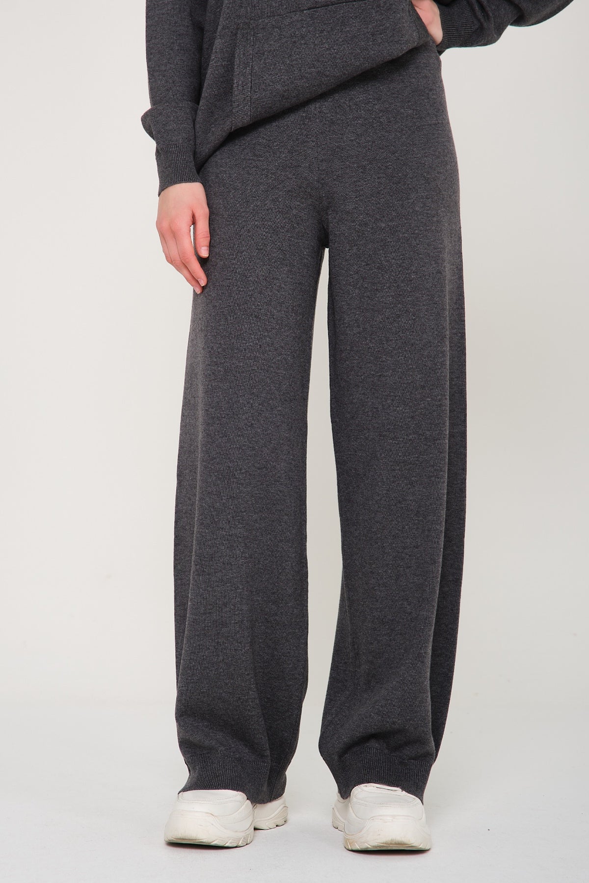 Dark Grey Knit Hoodie & Pants Set