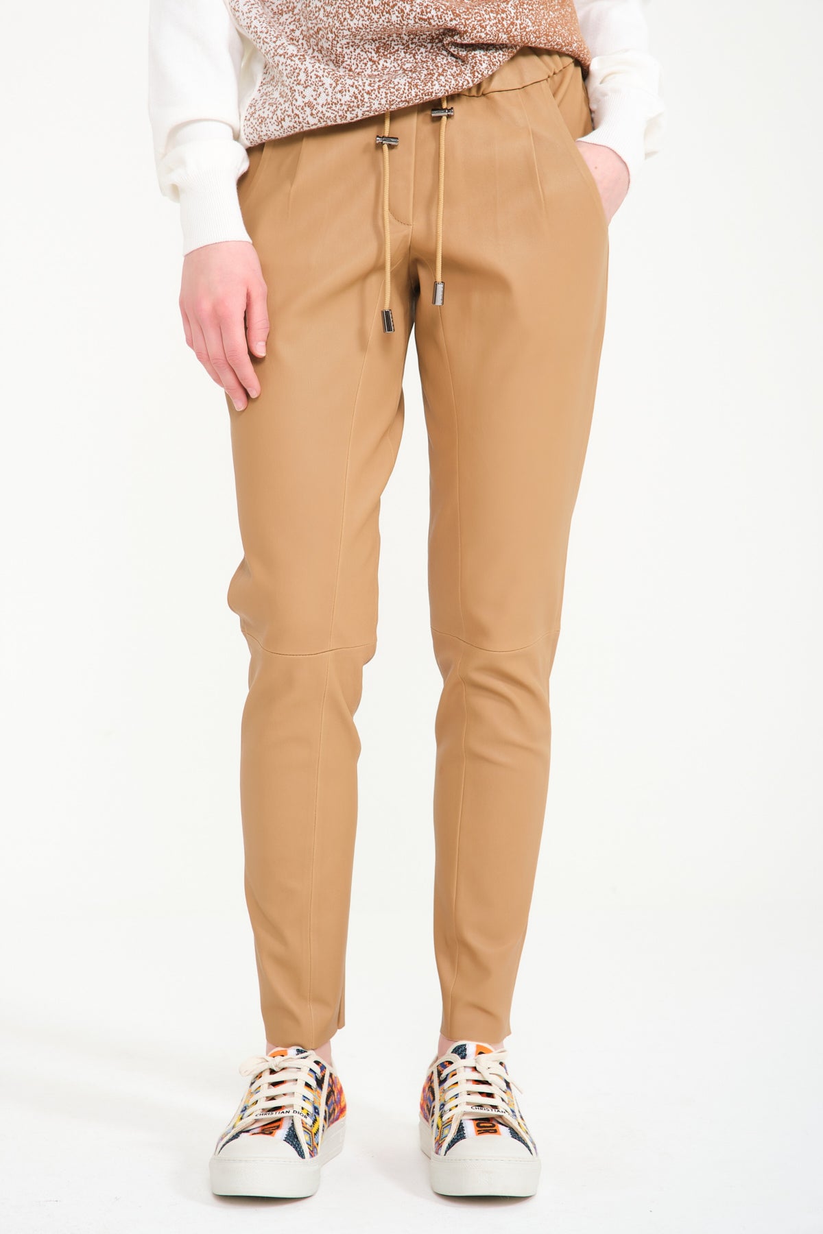 Nougat Color Leather Pants