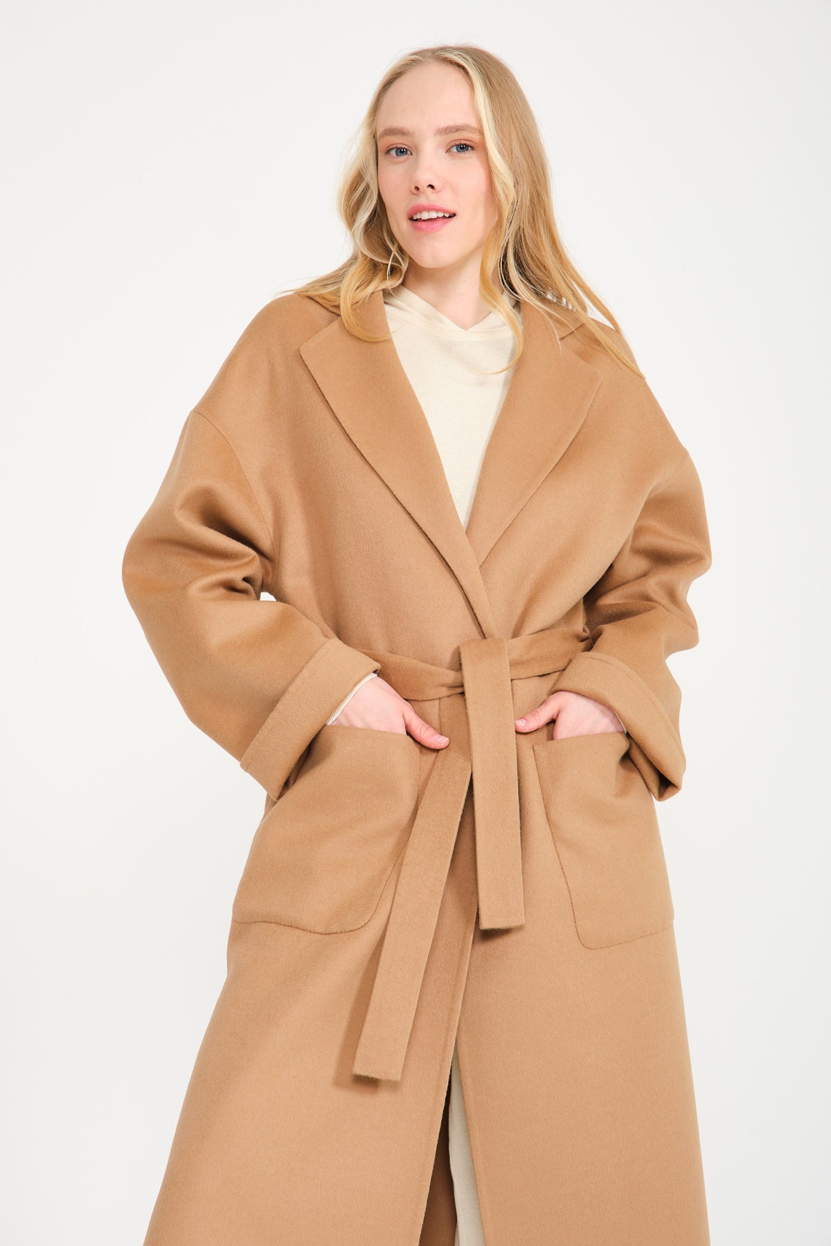 Buy Wool Women Double ed Pockets All-Match Blends Trendy Ladies Elegant Woolen  Coat Womens Warm Online at desertcartSeychelles