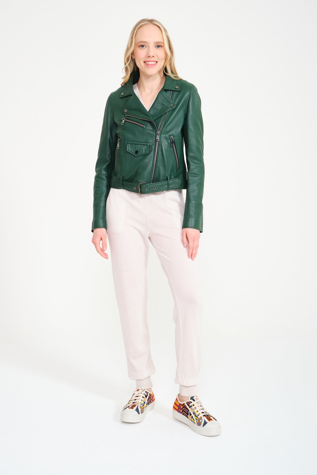 Emerald Green Lambskin Leather Jacket