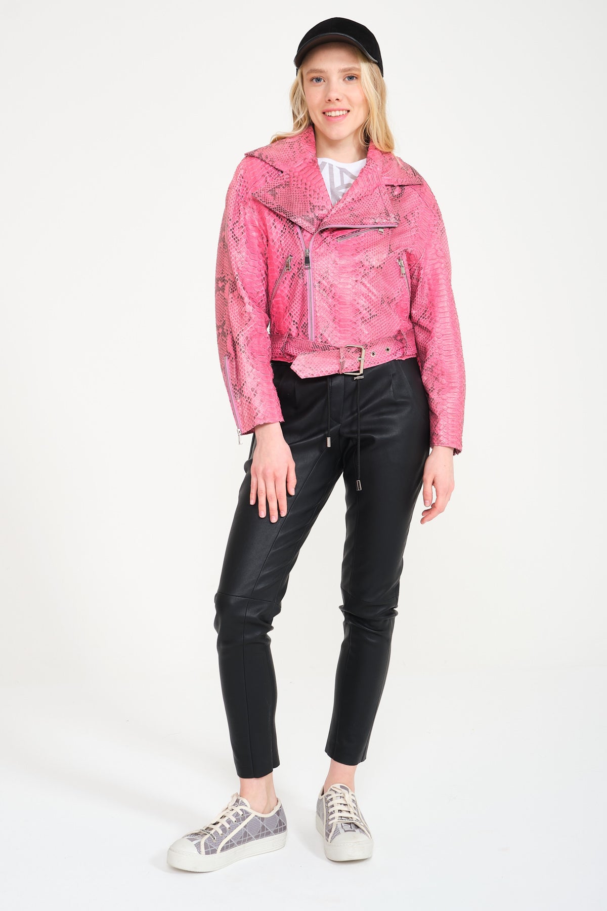 Pink Python Leather Jacket
