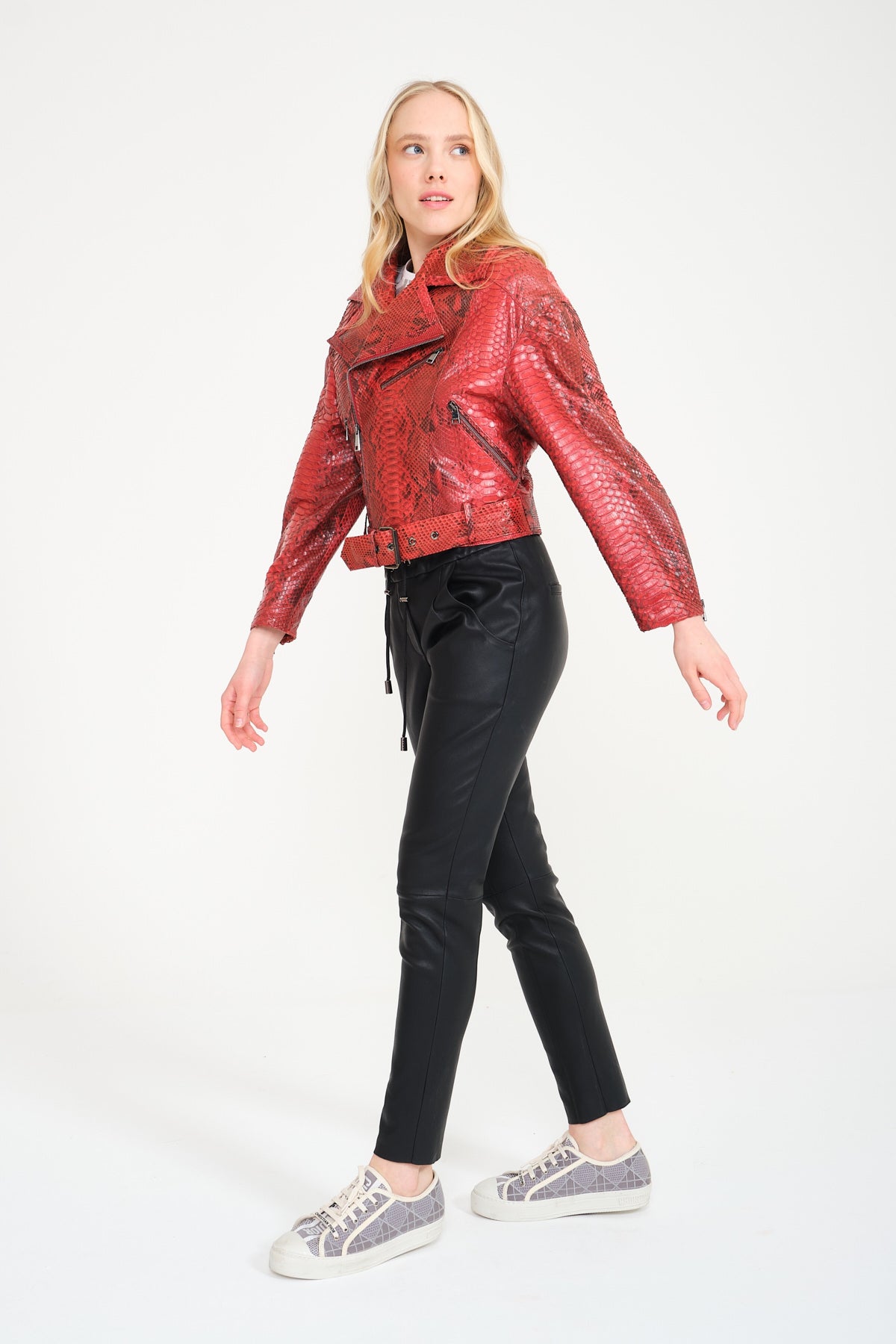 Red Python Leather Jacket