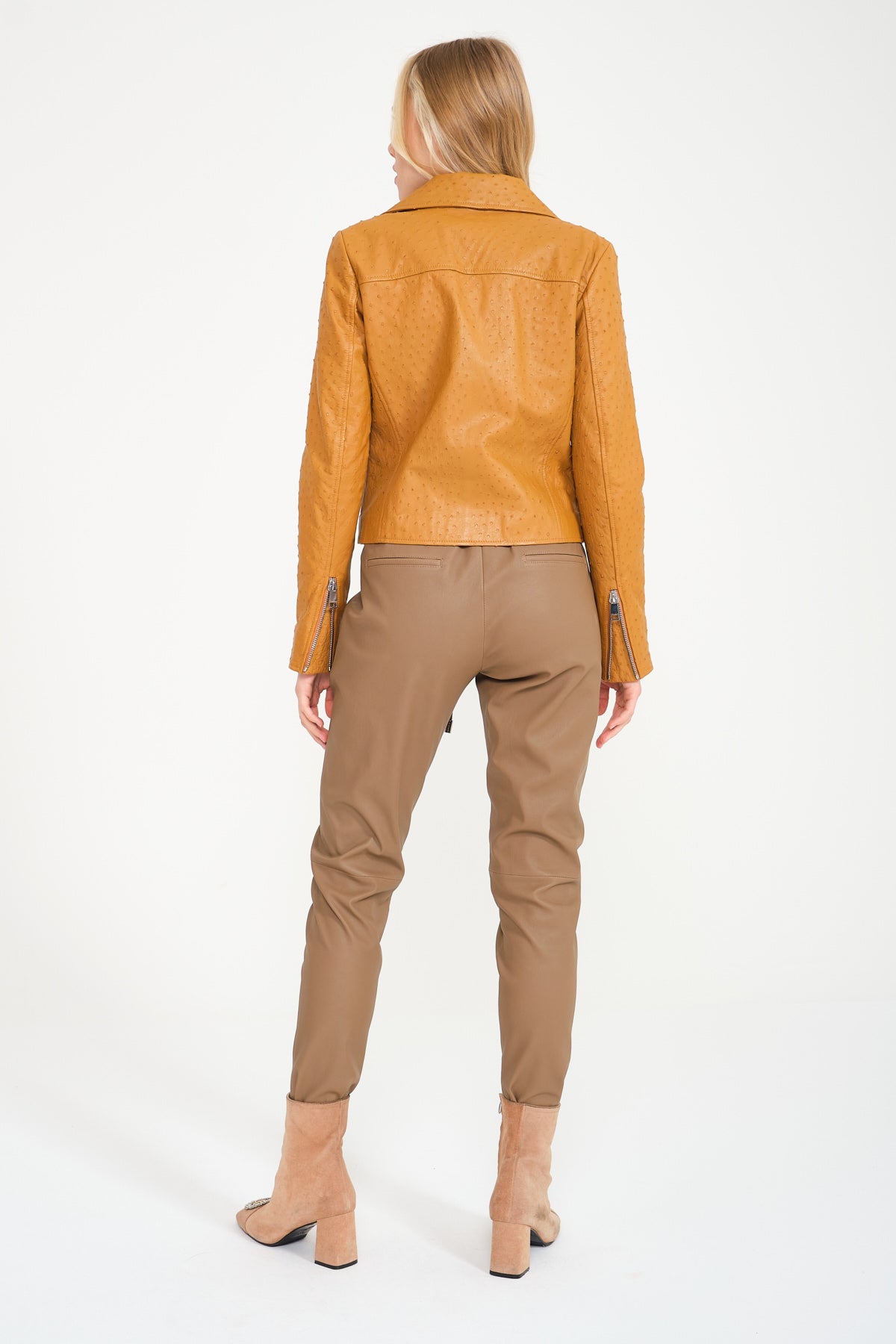 Orange Ostrich Leather Jacket