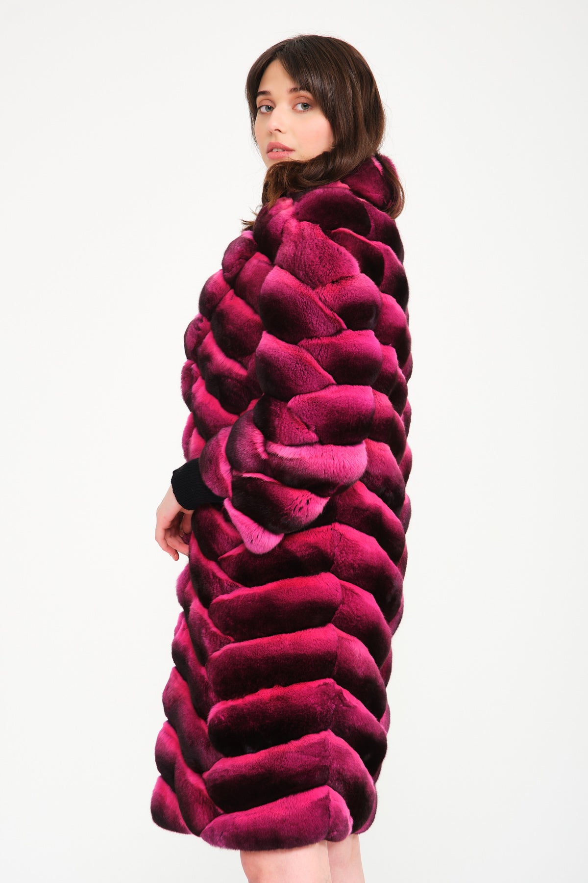 Pink Chinchilla Fur Coat