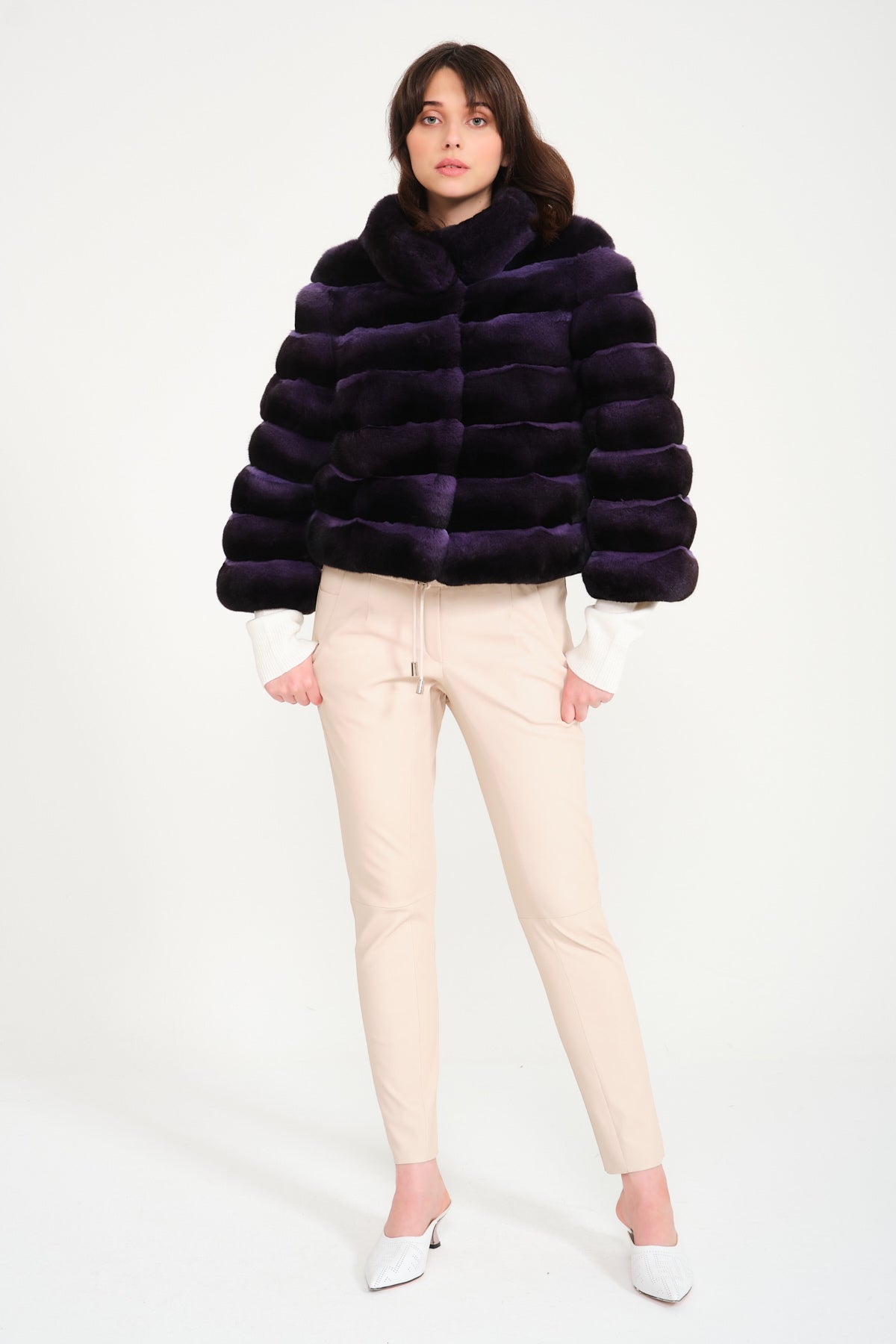 Purple Chinchilla Fur Coat