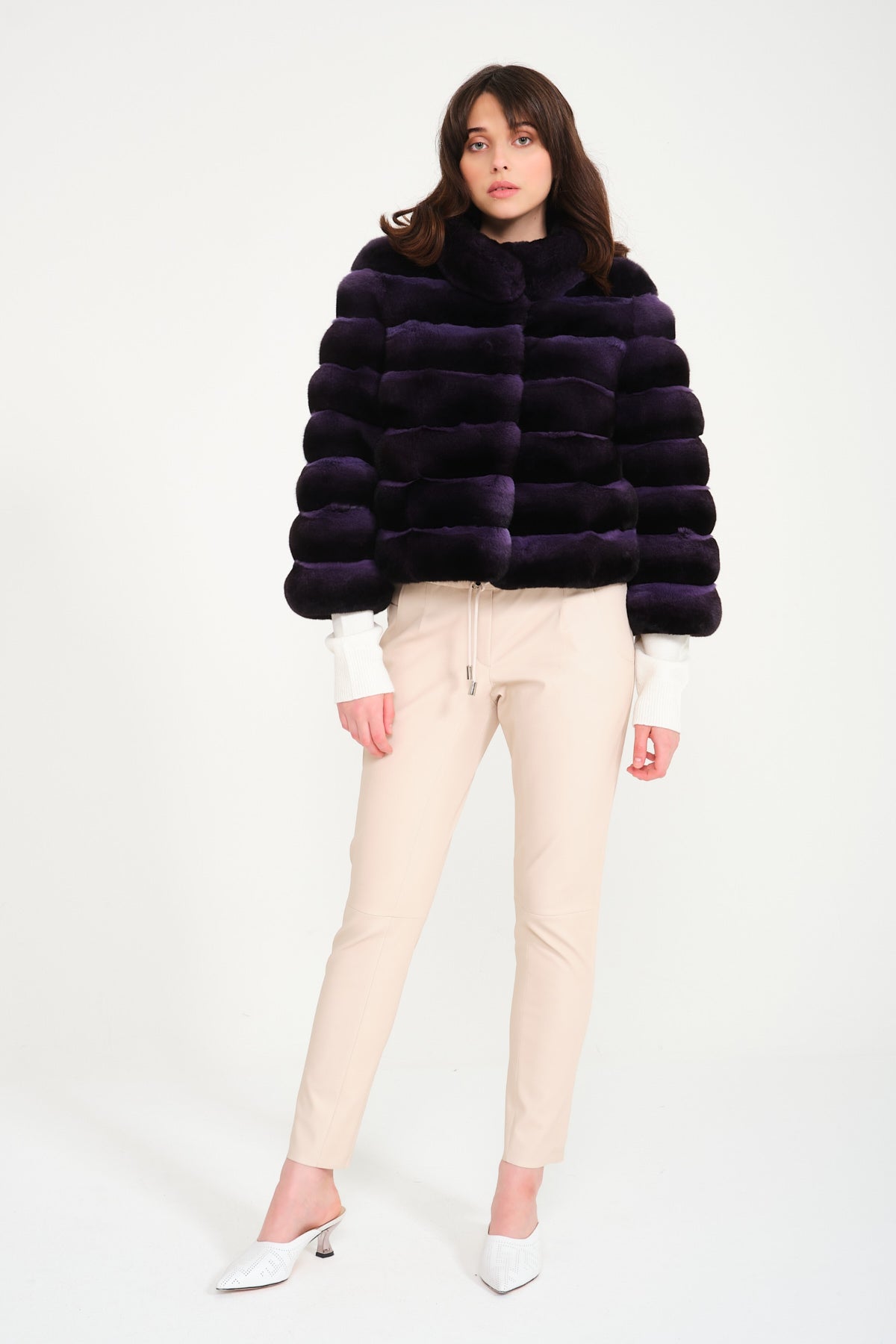Purple Chinchilla Fur Coat