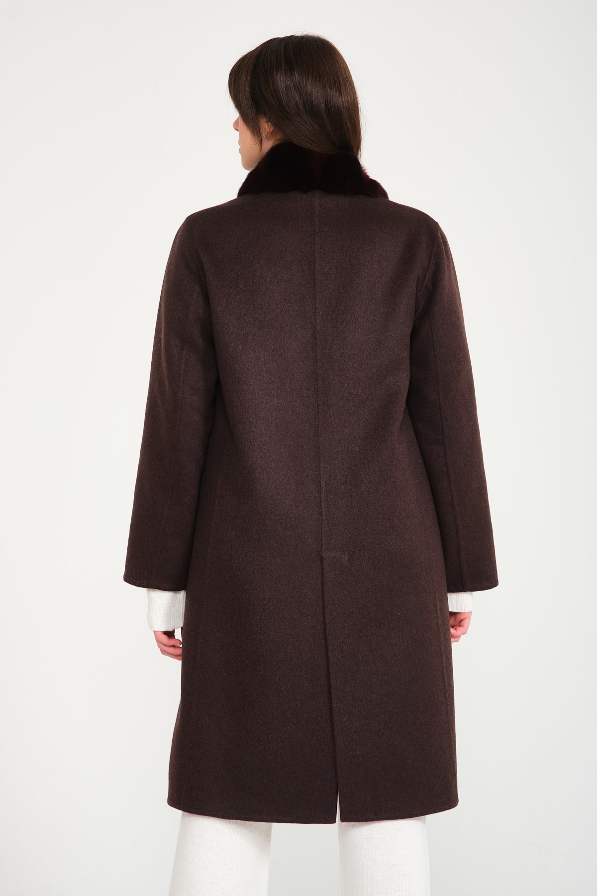 Burgundy / Brown Double Face Long Cashmere Coat