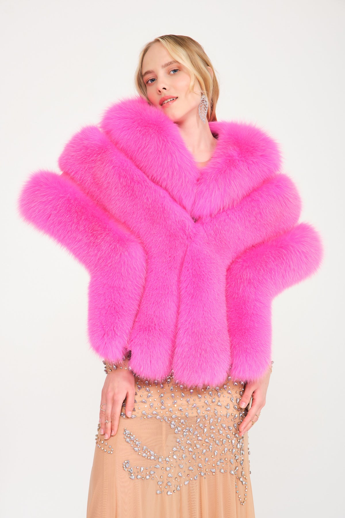 Hot pink sales fur shawl