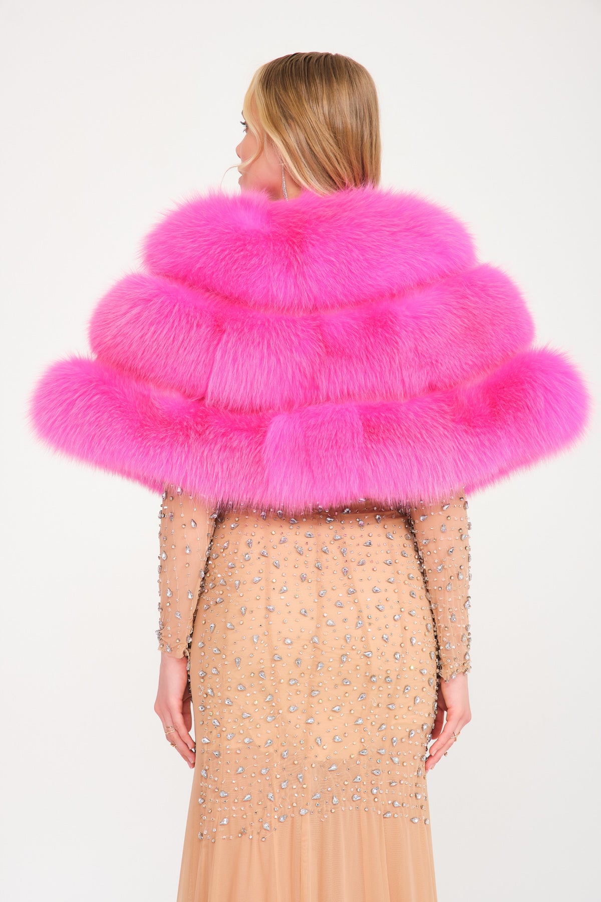 Pink faux 2025 fur cape