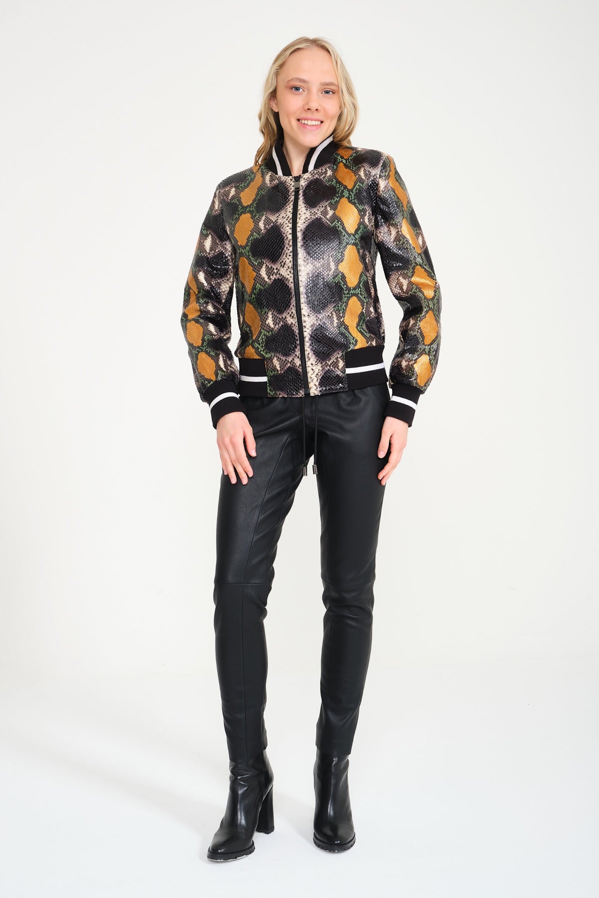 Multicolored Python Leather Jacket