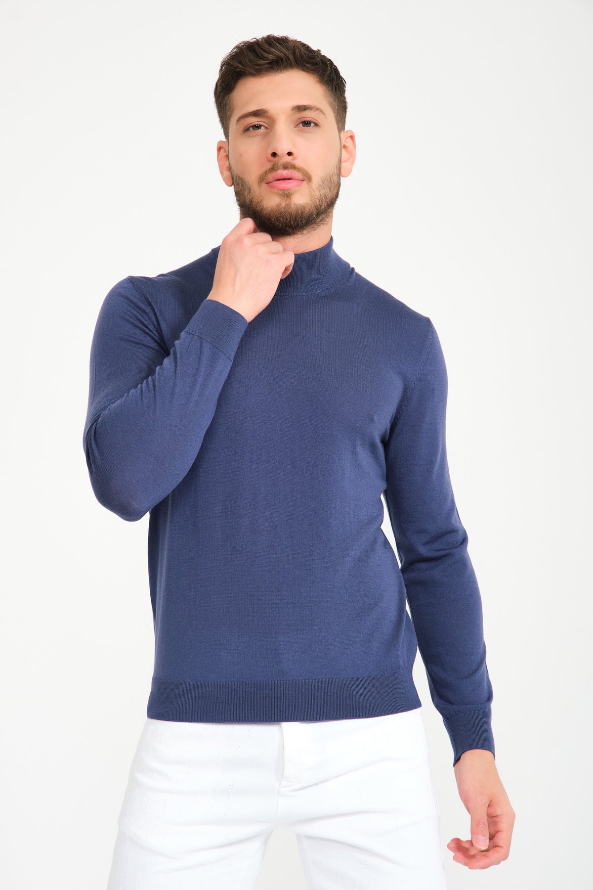 Blue Wool Knit Sweater