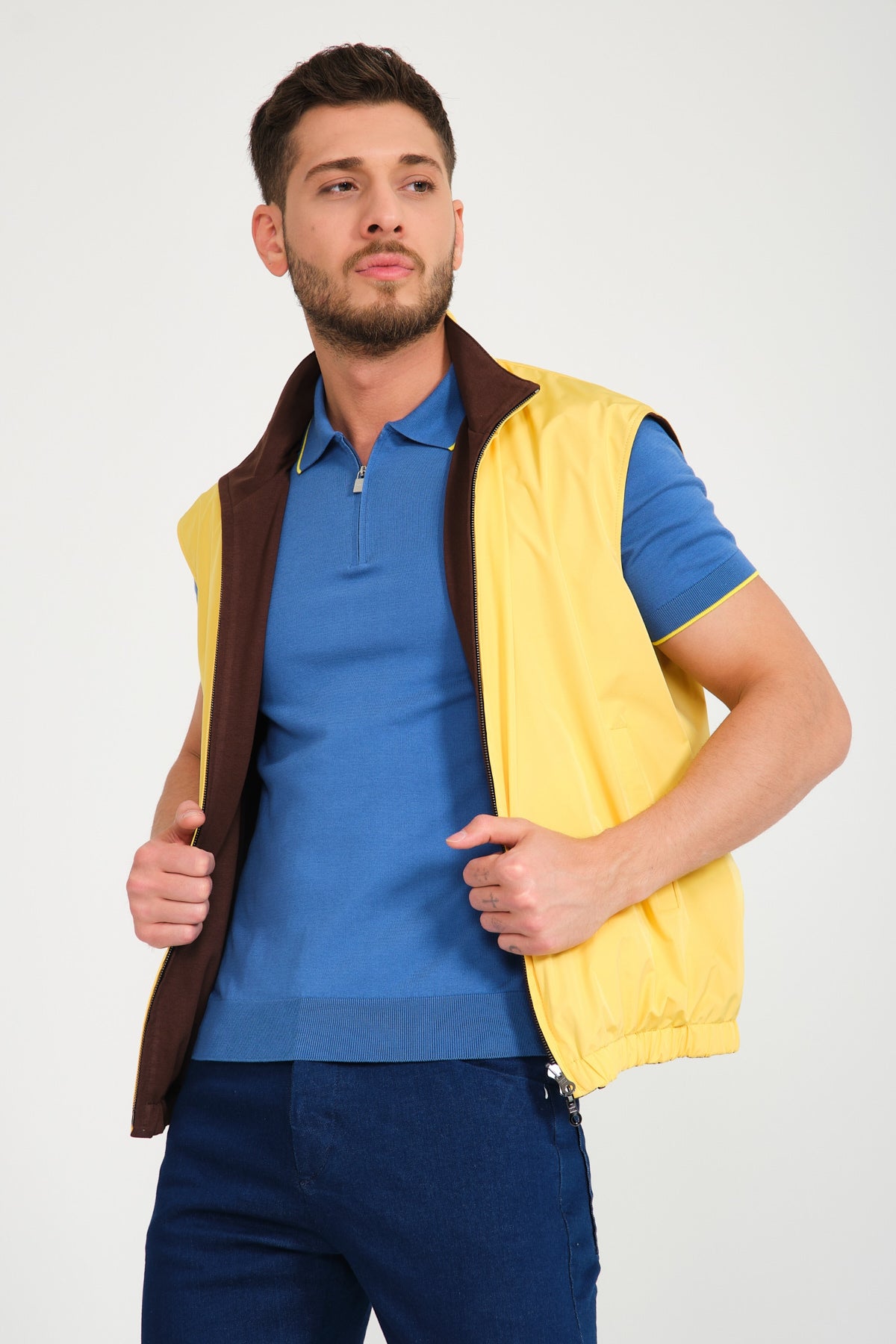 Brown / Yellow Double Face Waterproof Vest