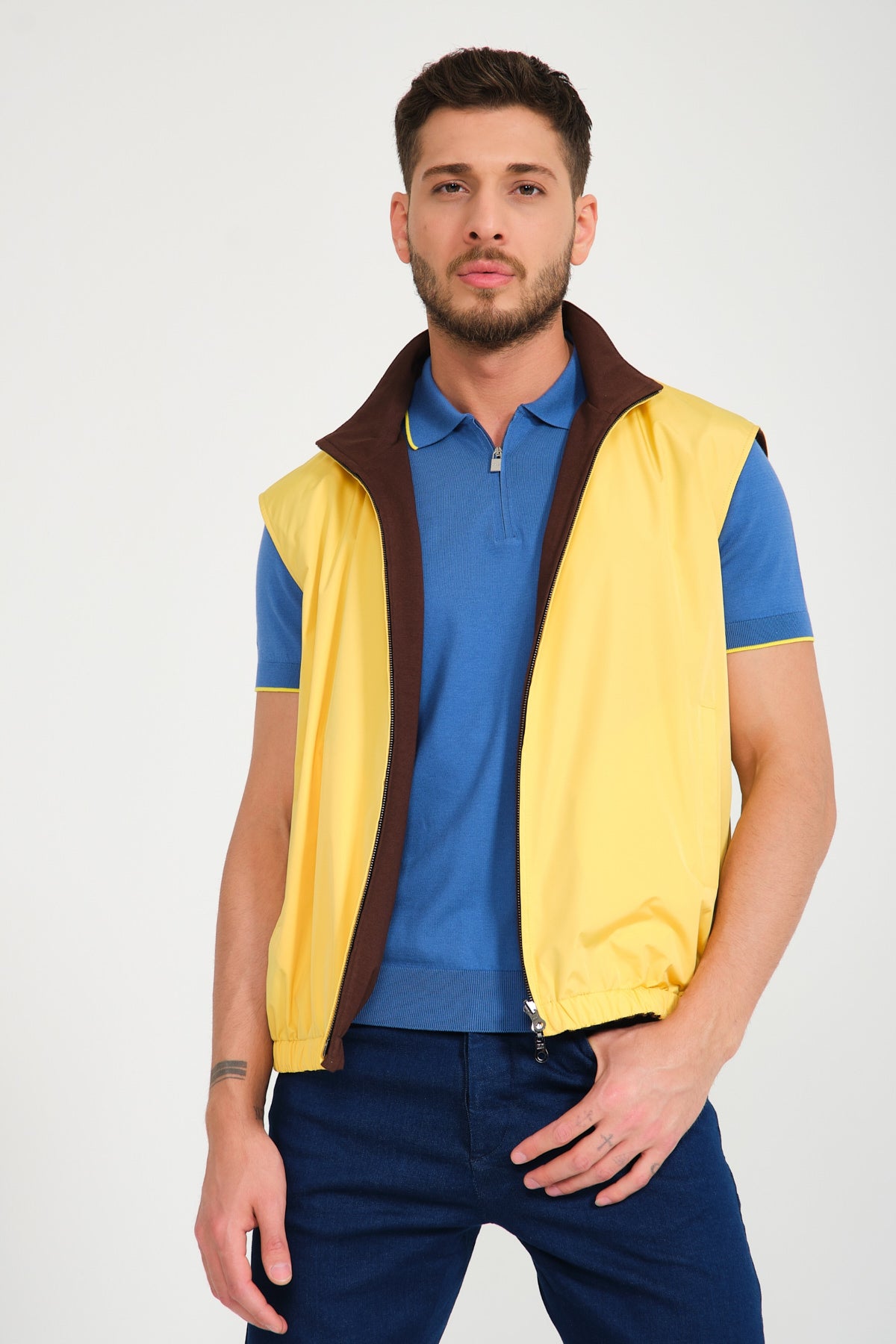 Yellow / Brown Double Face Waterproof Vest