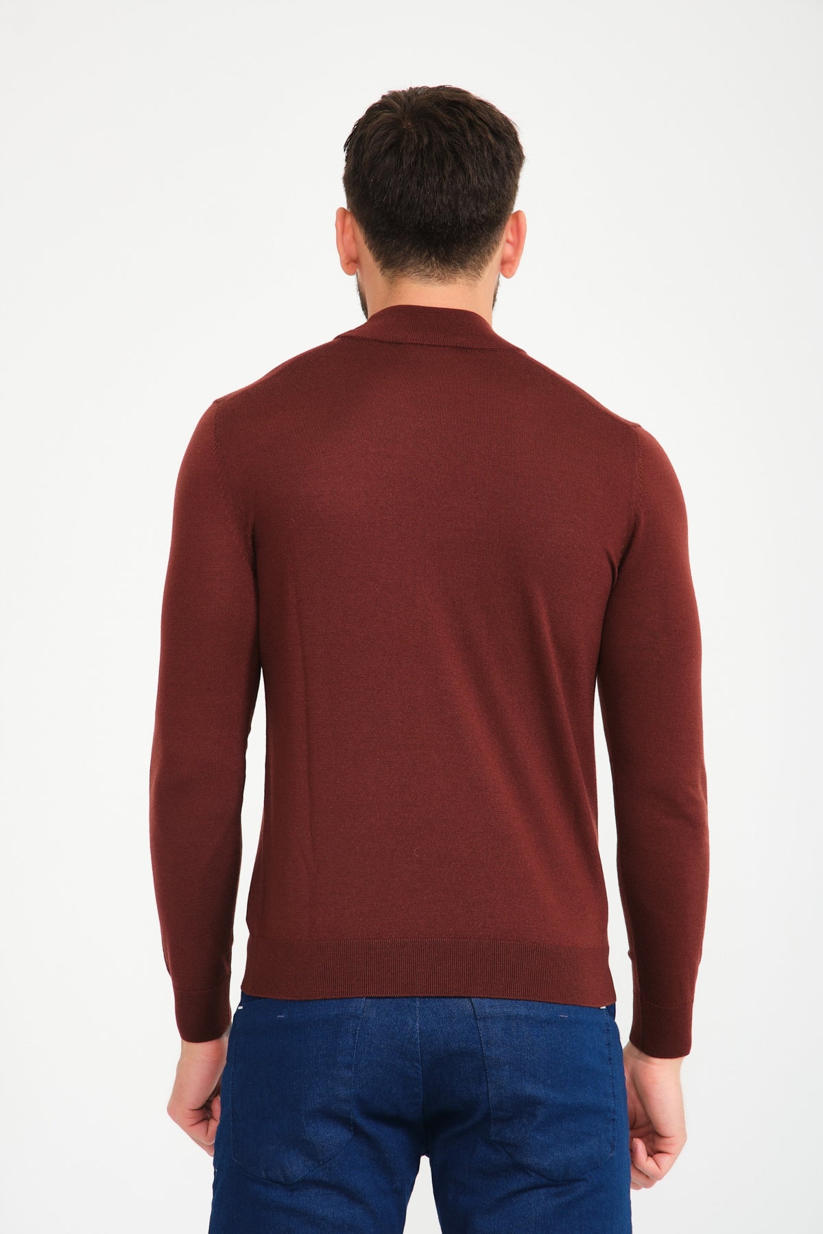 Burgundy Wool Knit Sweater - ADAMO