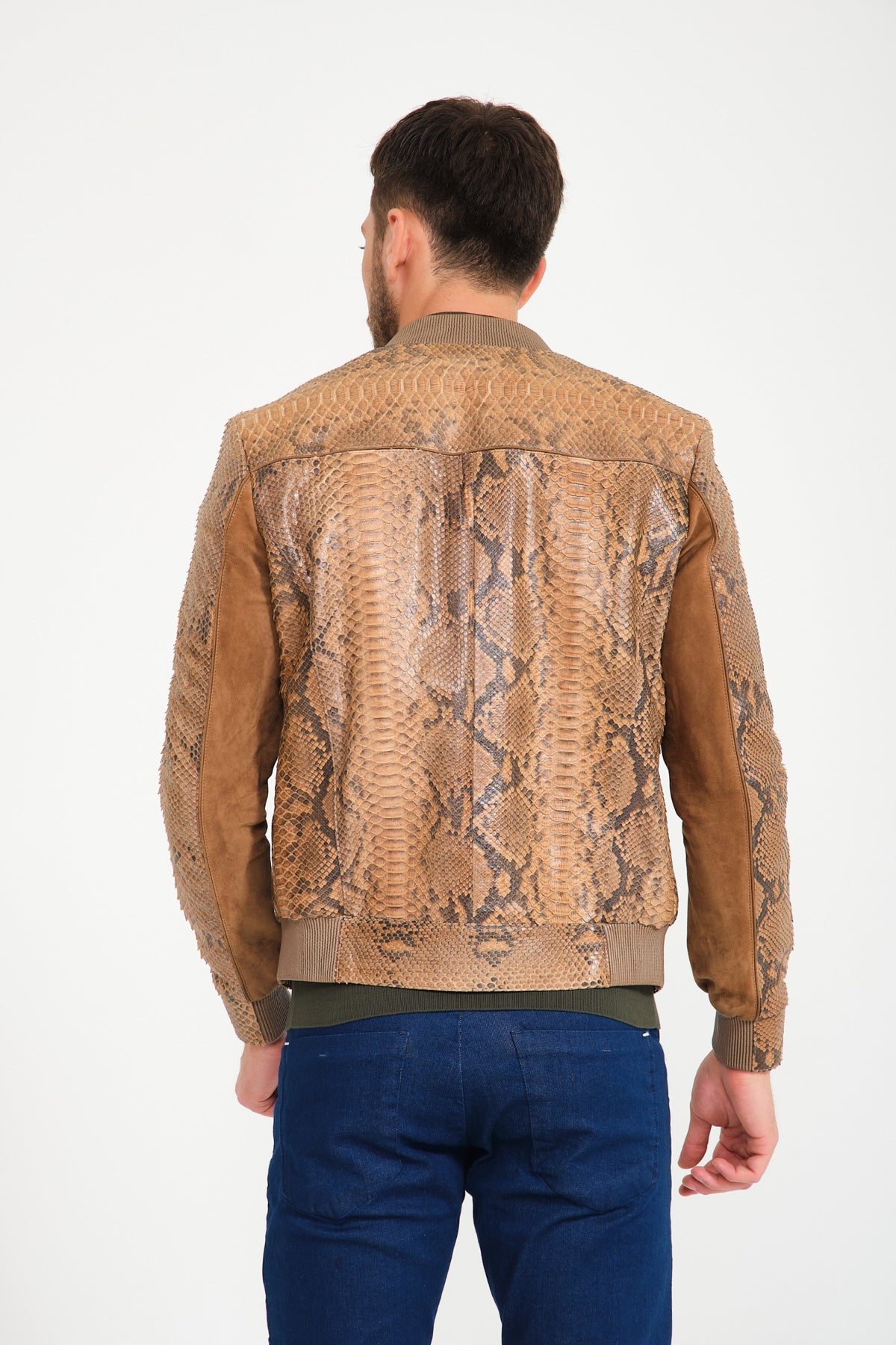 Adamo Crocodile Pattern Leather Jacket