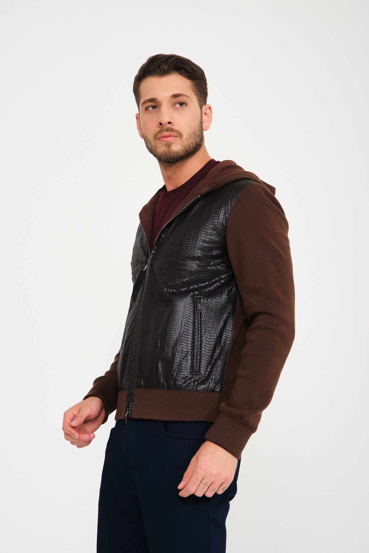 Brown Python Leather Jacket