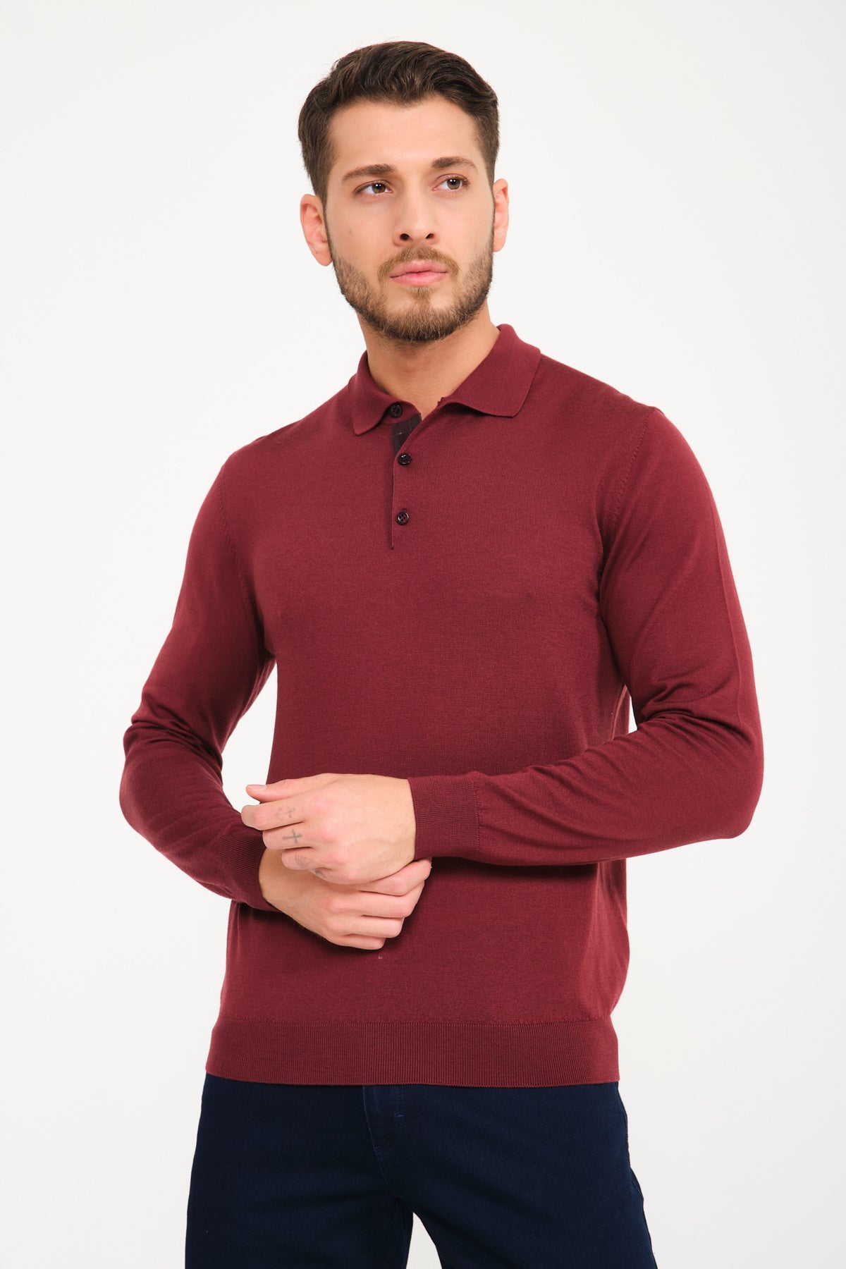 Burgundy Wool Polo Shirt