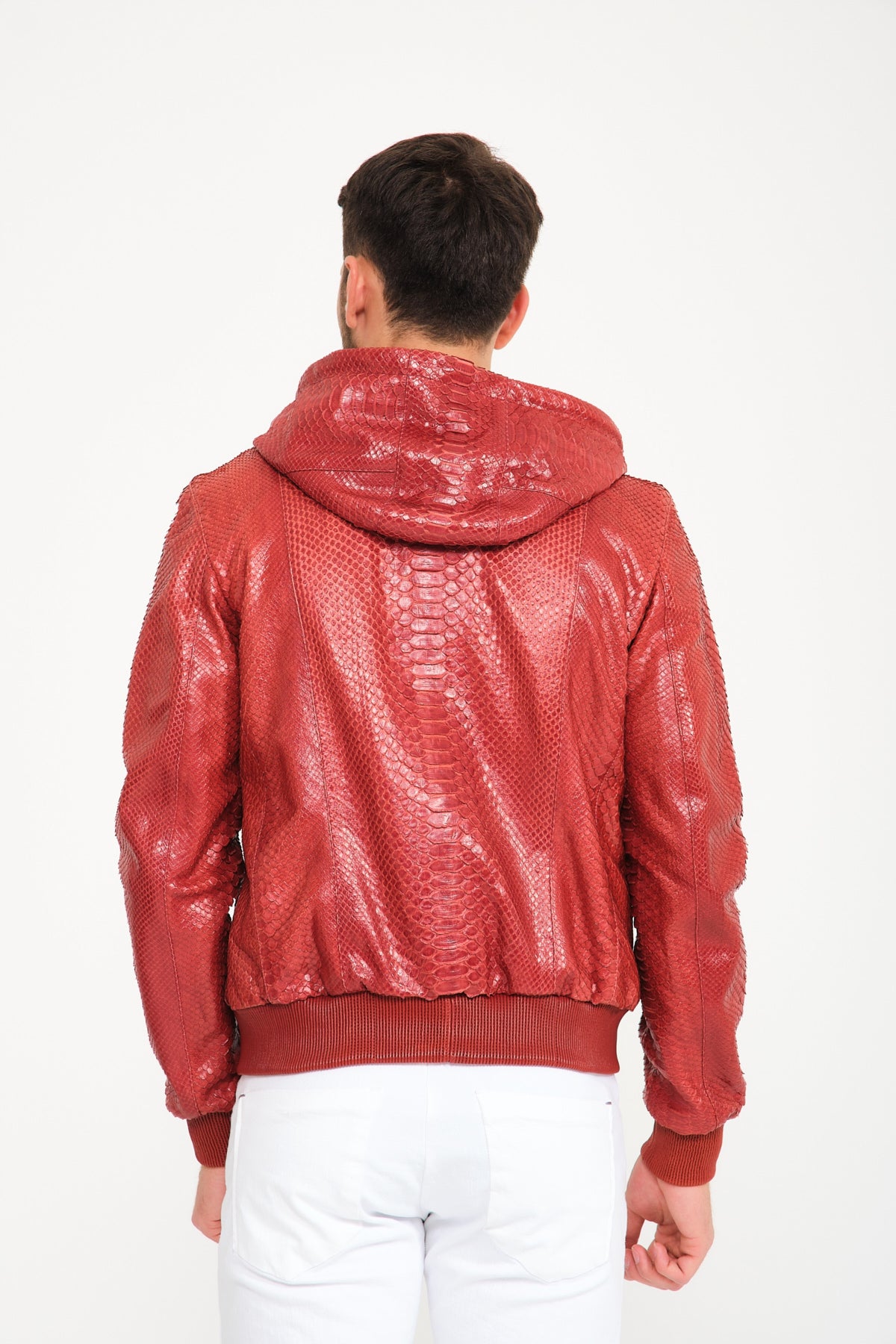 Tile Color Python Leather Jacket