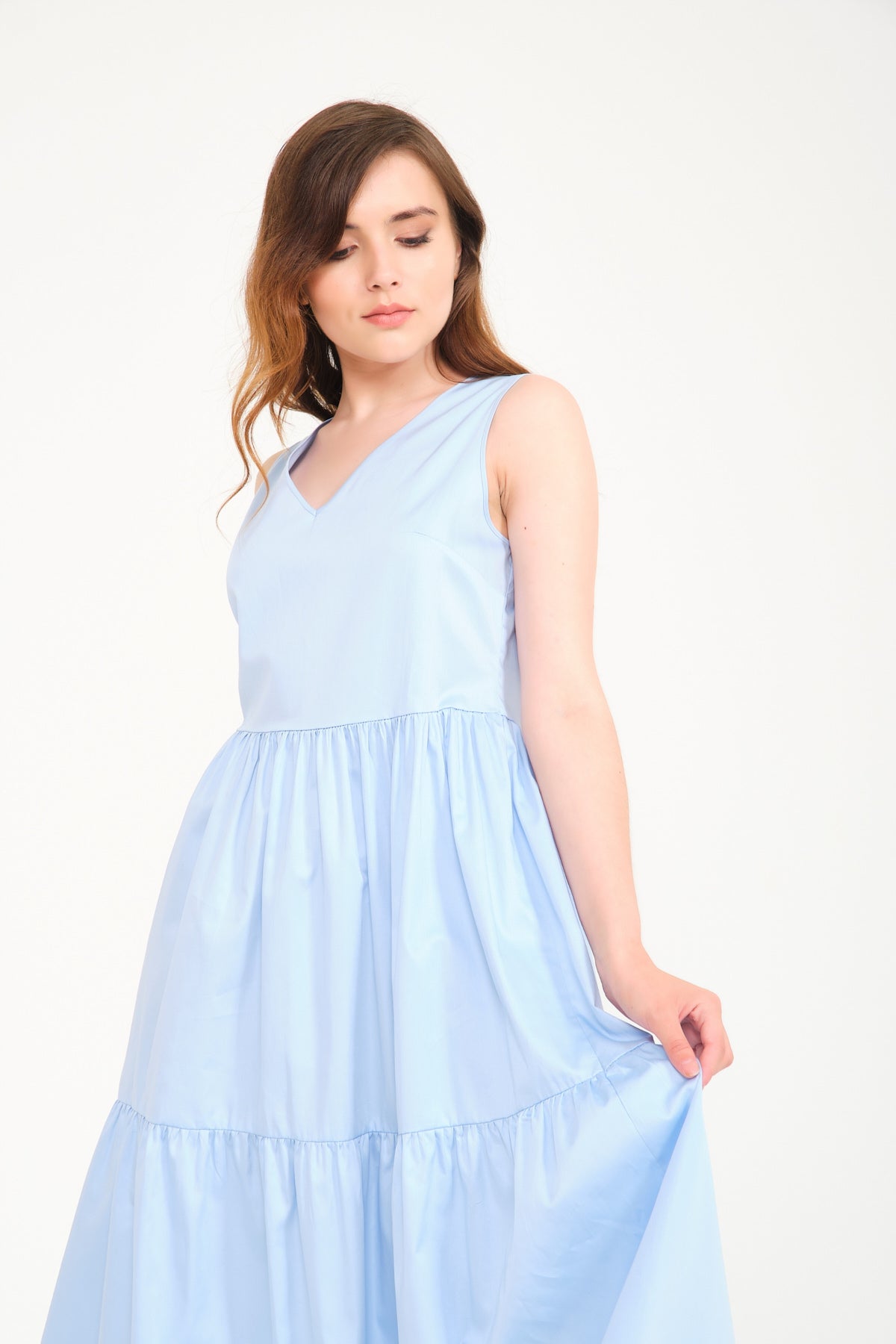 Light Blue Long Cotton Dress