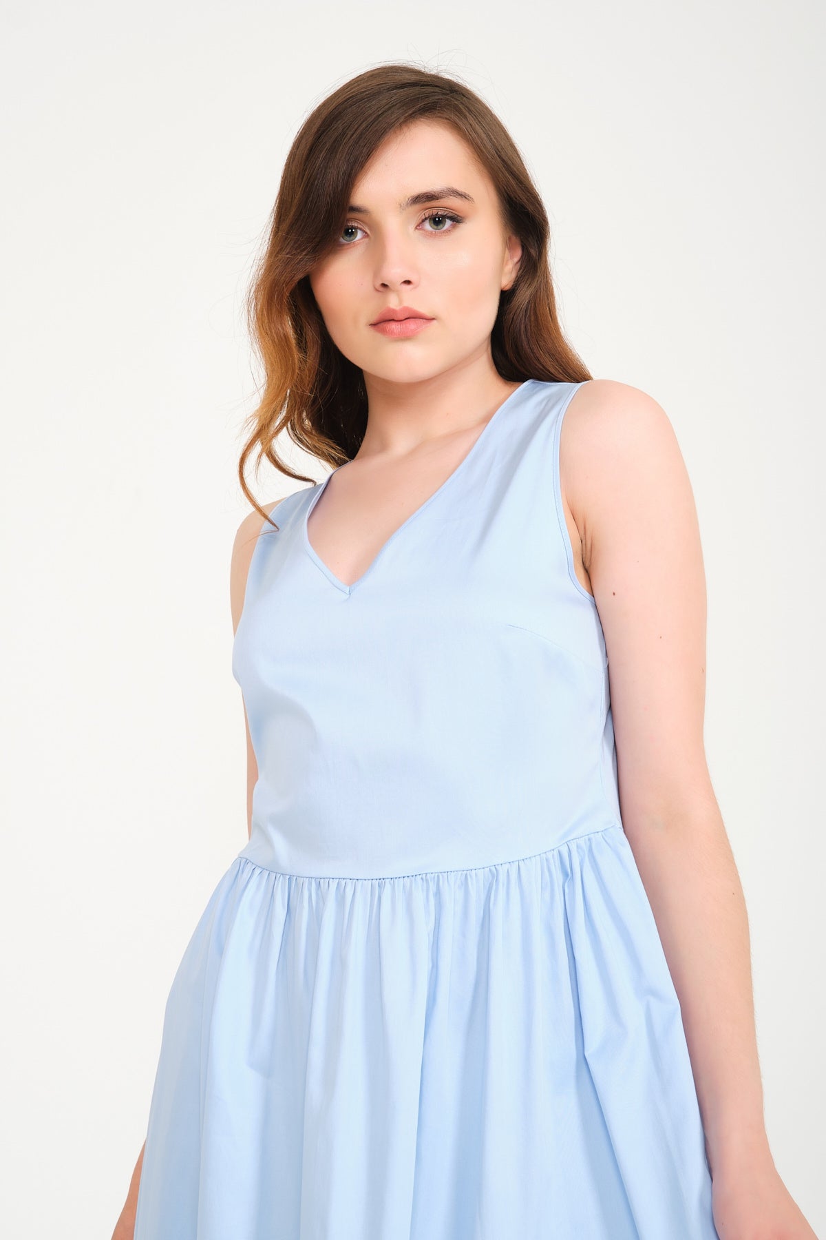 Light Blue Long Cotton Dress