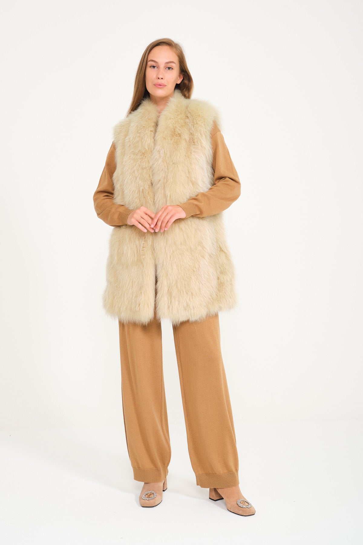 Cream Fox Fur Vest