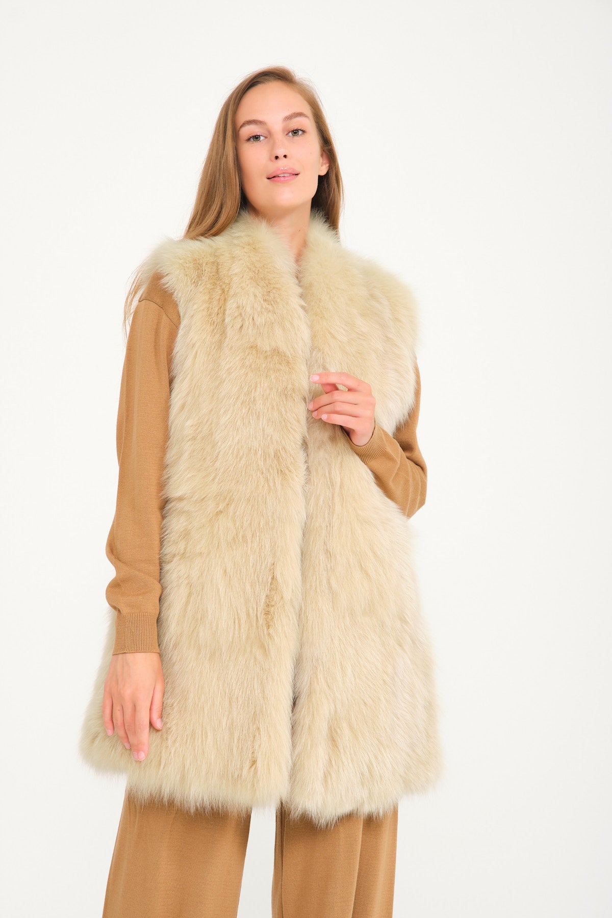 Cream Fox Fur Vest