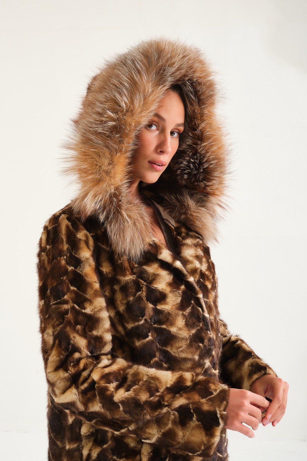 Gold White Mink / Fox Fur Coat